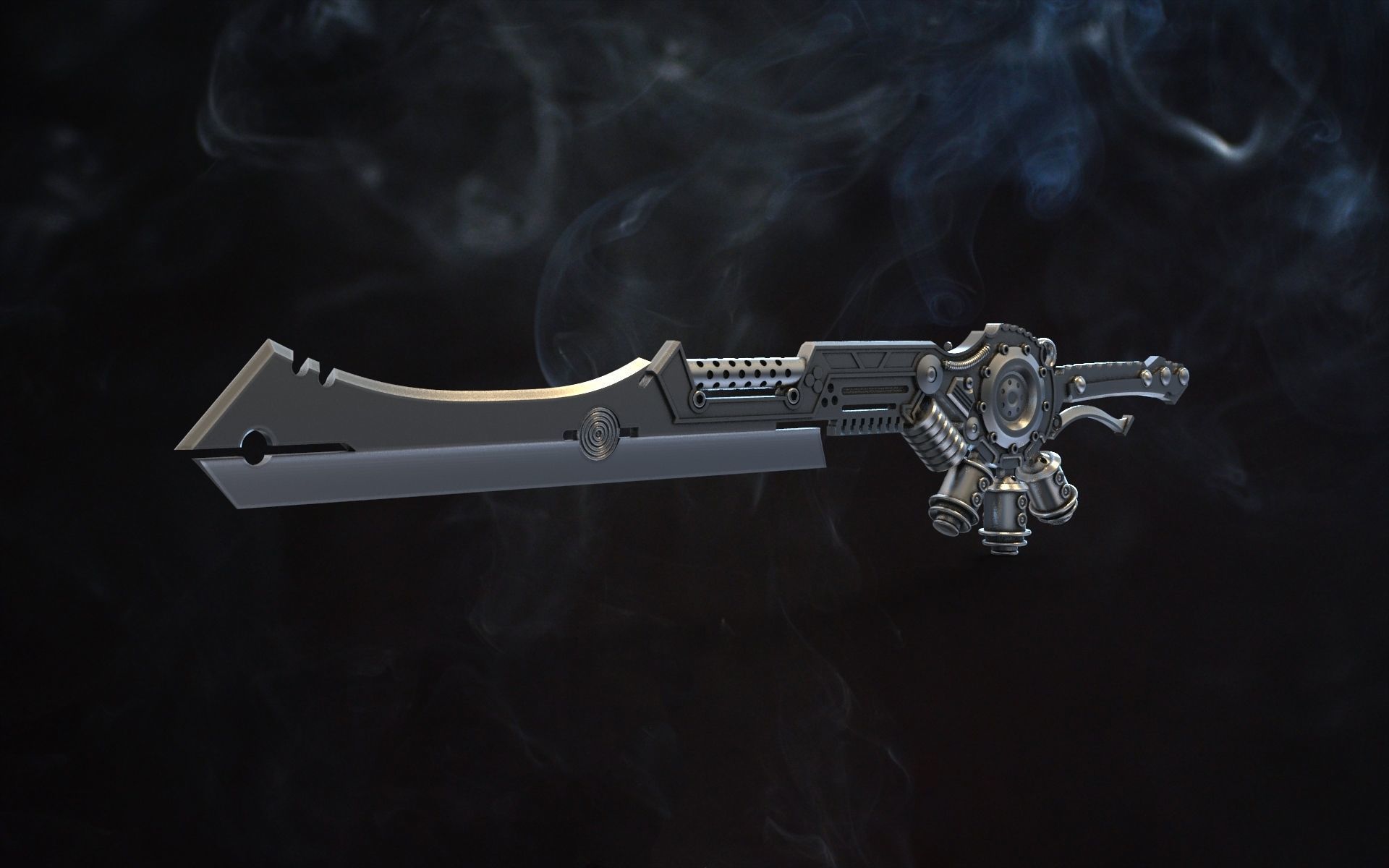 sword steampunk 2 gear 3D print model 3D print model 3D print model_4