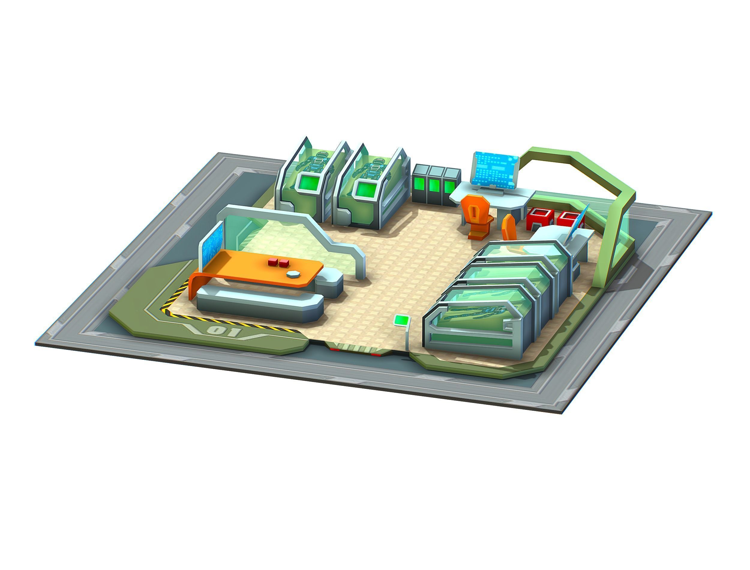 isometrical recreation room barrack hospital 1 Low-poly 3D model_7