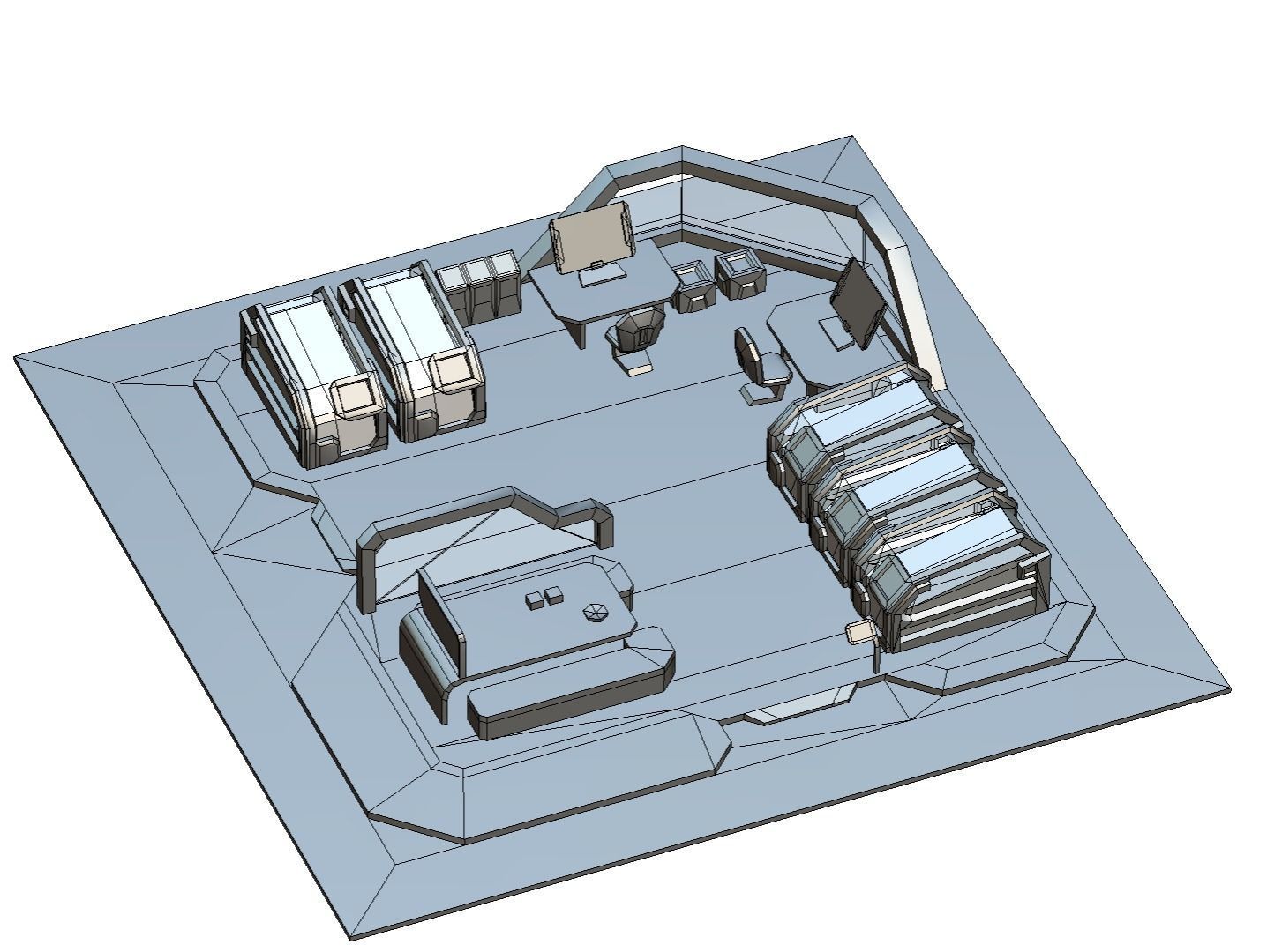 isometrical recreation room barrack hospital 1 Low-poly 3D model_23