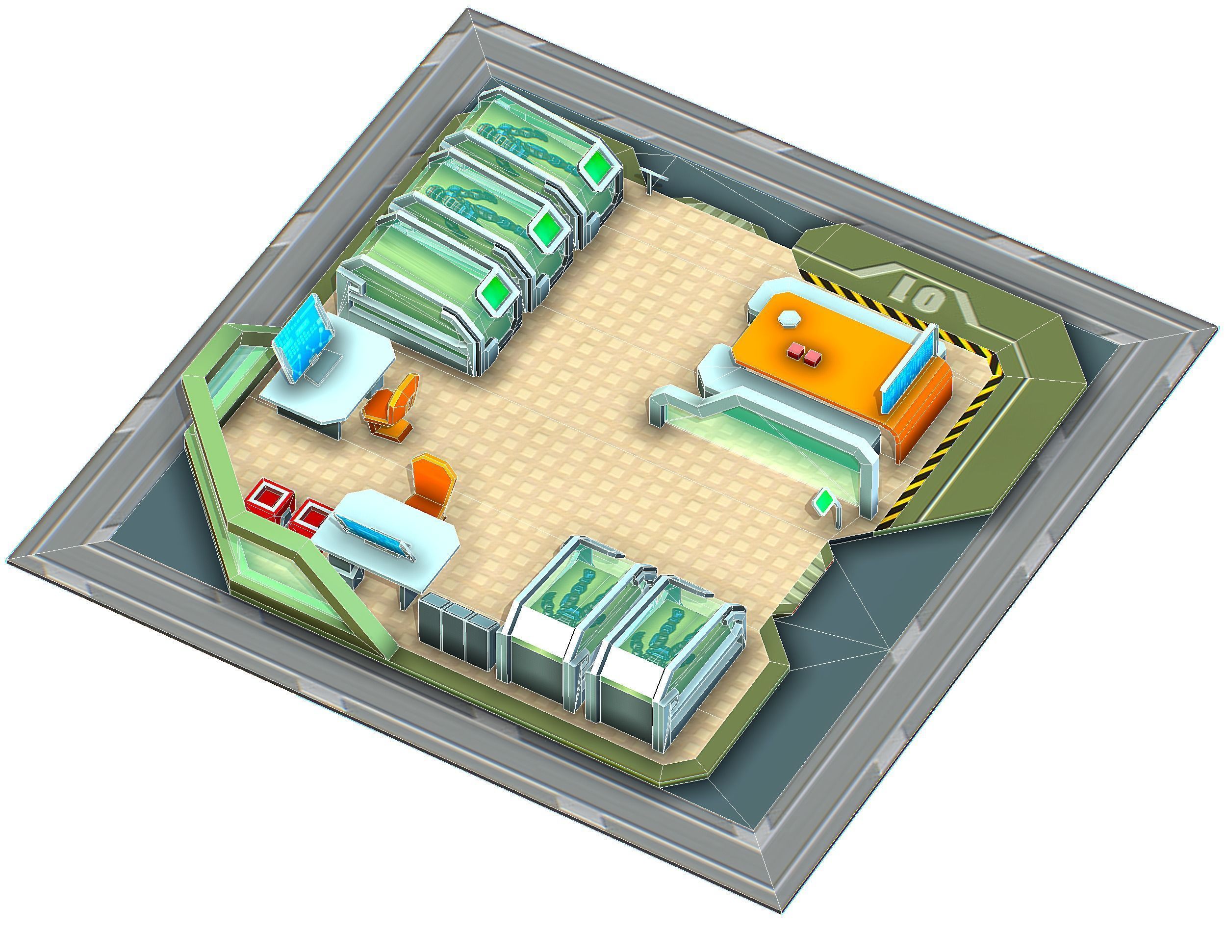 isometrical recreation room barrack hospital 1 Low-poly 3D model_16