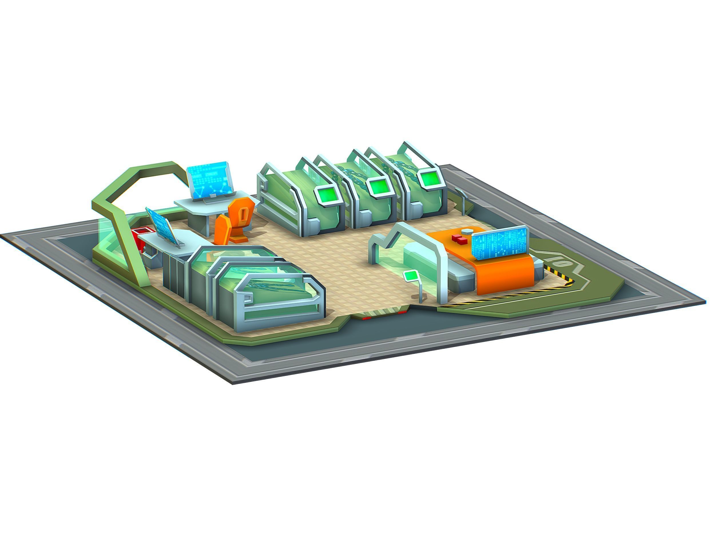 isometrical recreation room barrack hospital 1 Low-poly 3D model_4