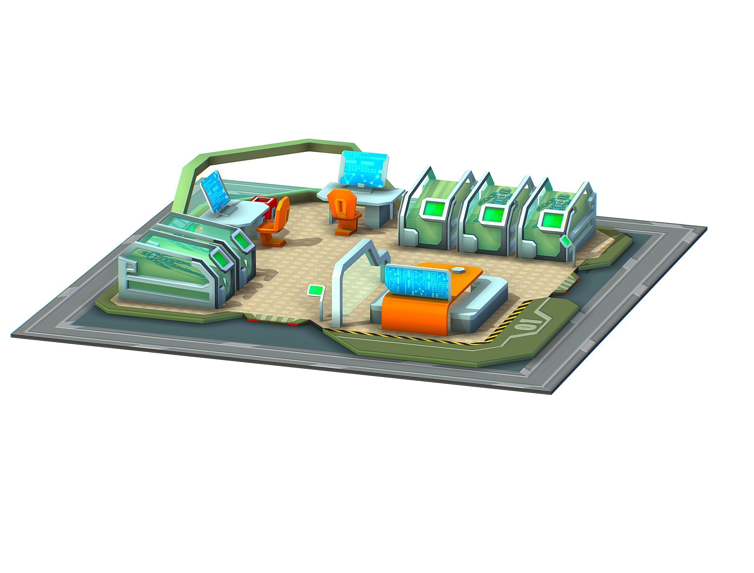 isometrical recreation room barrack hospital 1 Low-poly 3D model_5