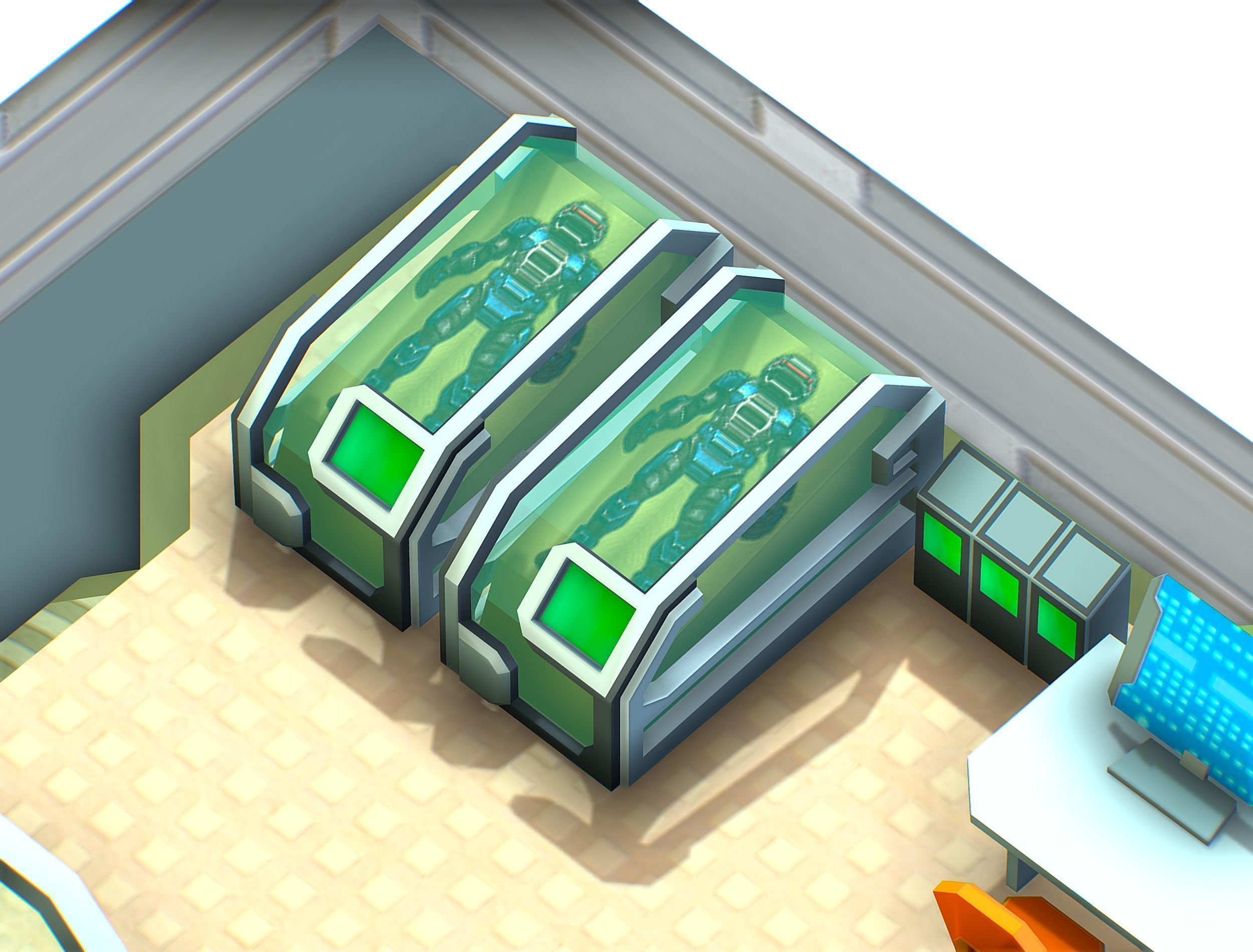 isometrical recreation room barrack hospital 1 Low-poly 3D model_9