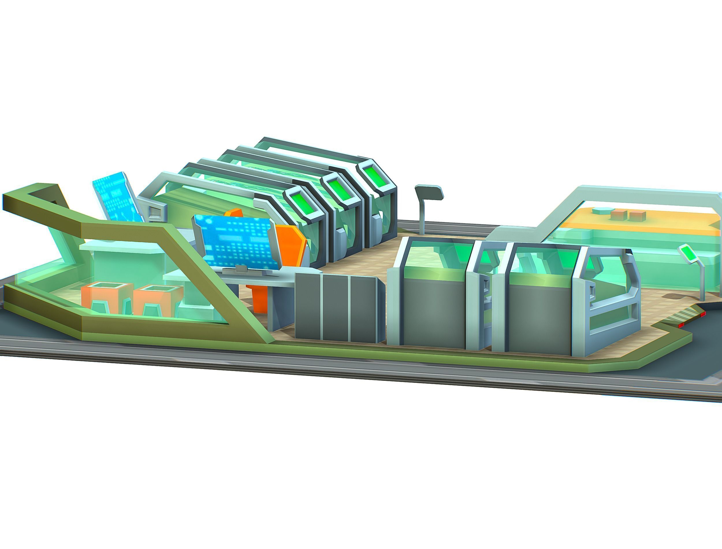 isometrical recreation room barrack hospital 1 Low-poly 3D model_15