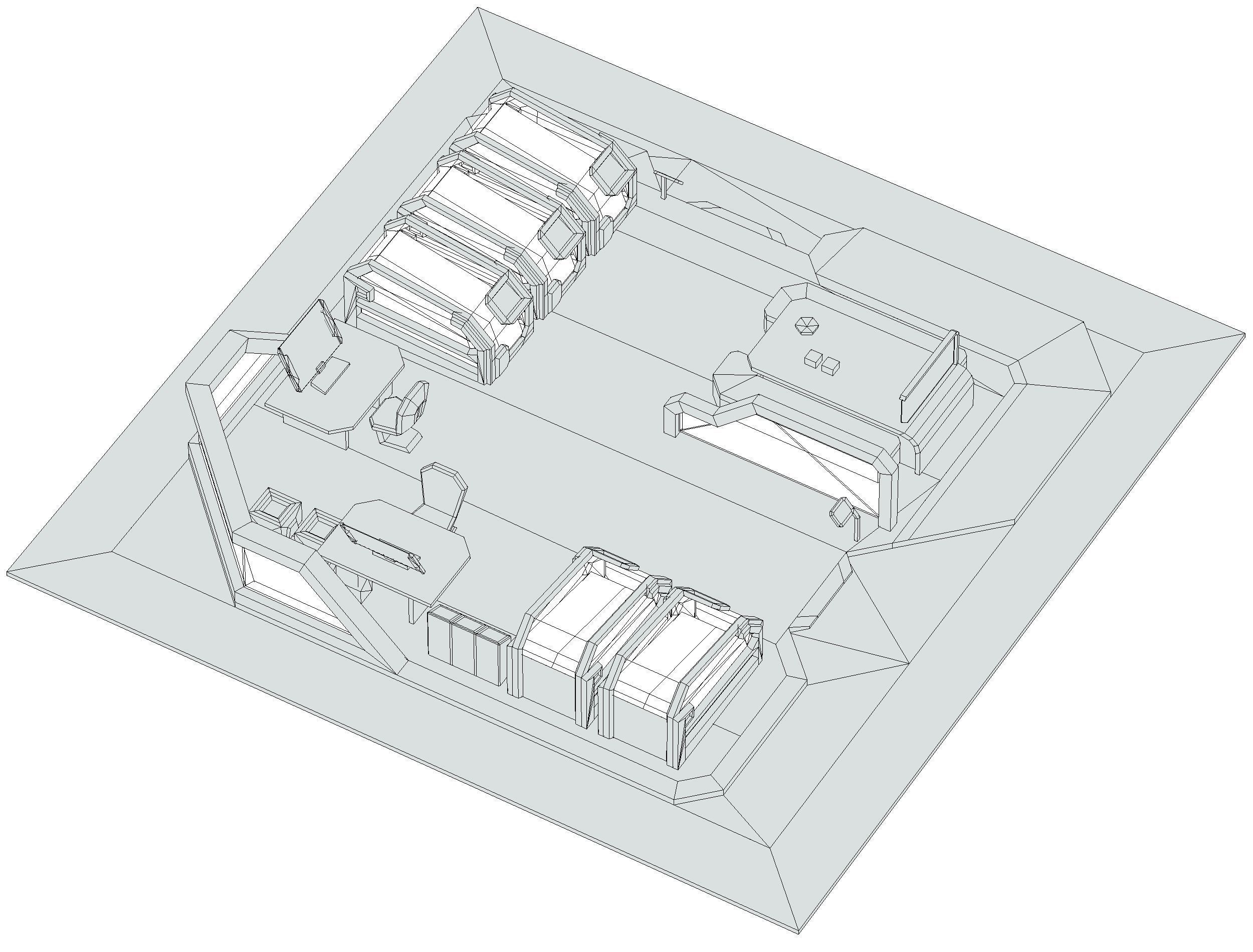 isometrical recreation room barrack hospital 1 Low-poly 3D model_19