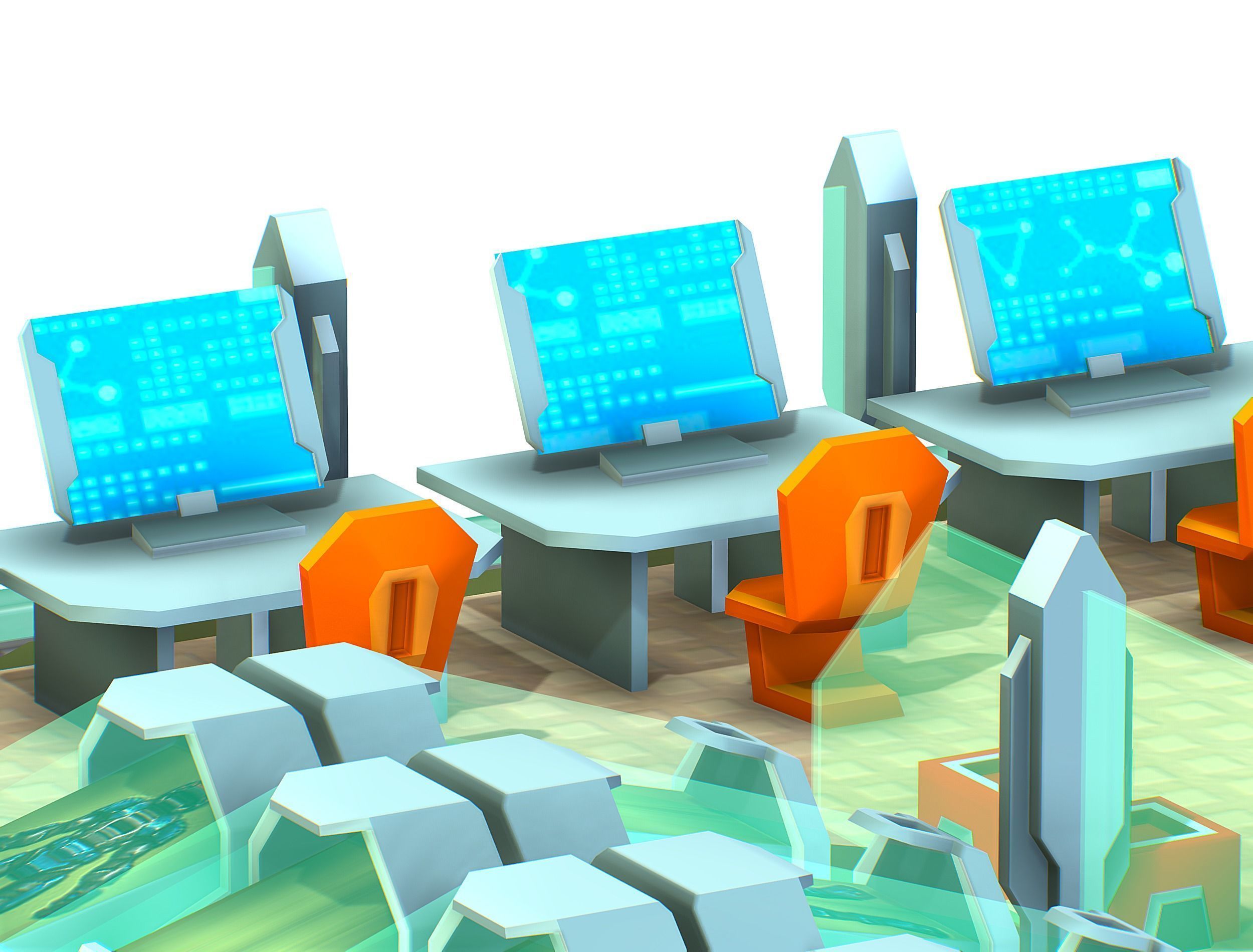 isometrical recreation room barrack hospital 2 Low-poly 3D model_18