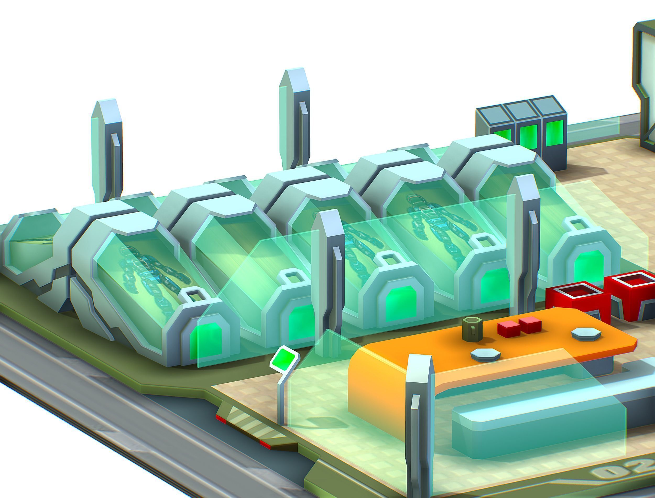 isometrical recreation room barrack hospital 2 Low-poly 3D model_15