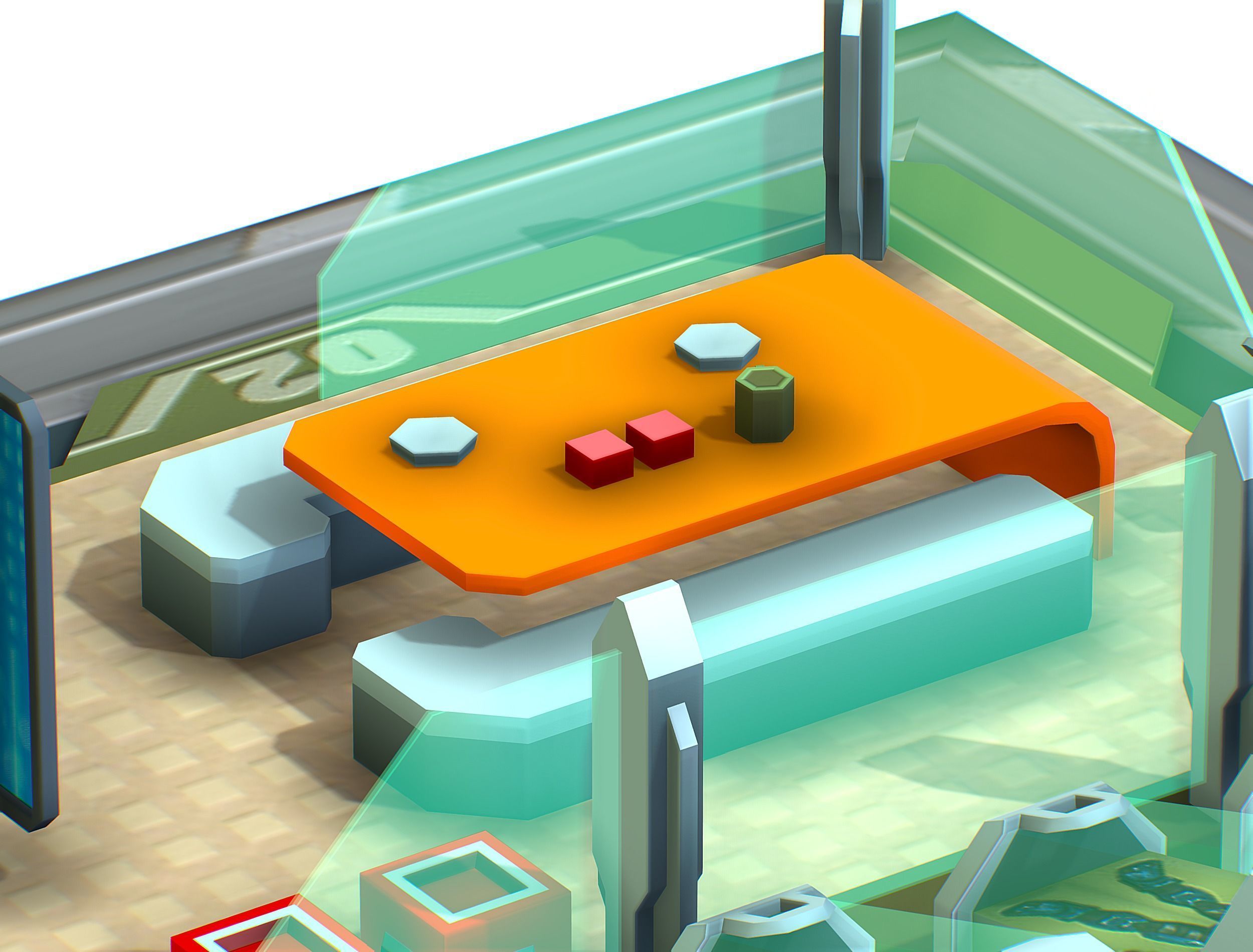 isometrical recreation room barrack hospital 2 Low-poly 3D model_19