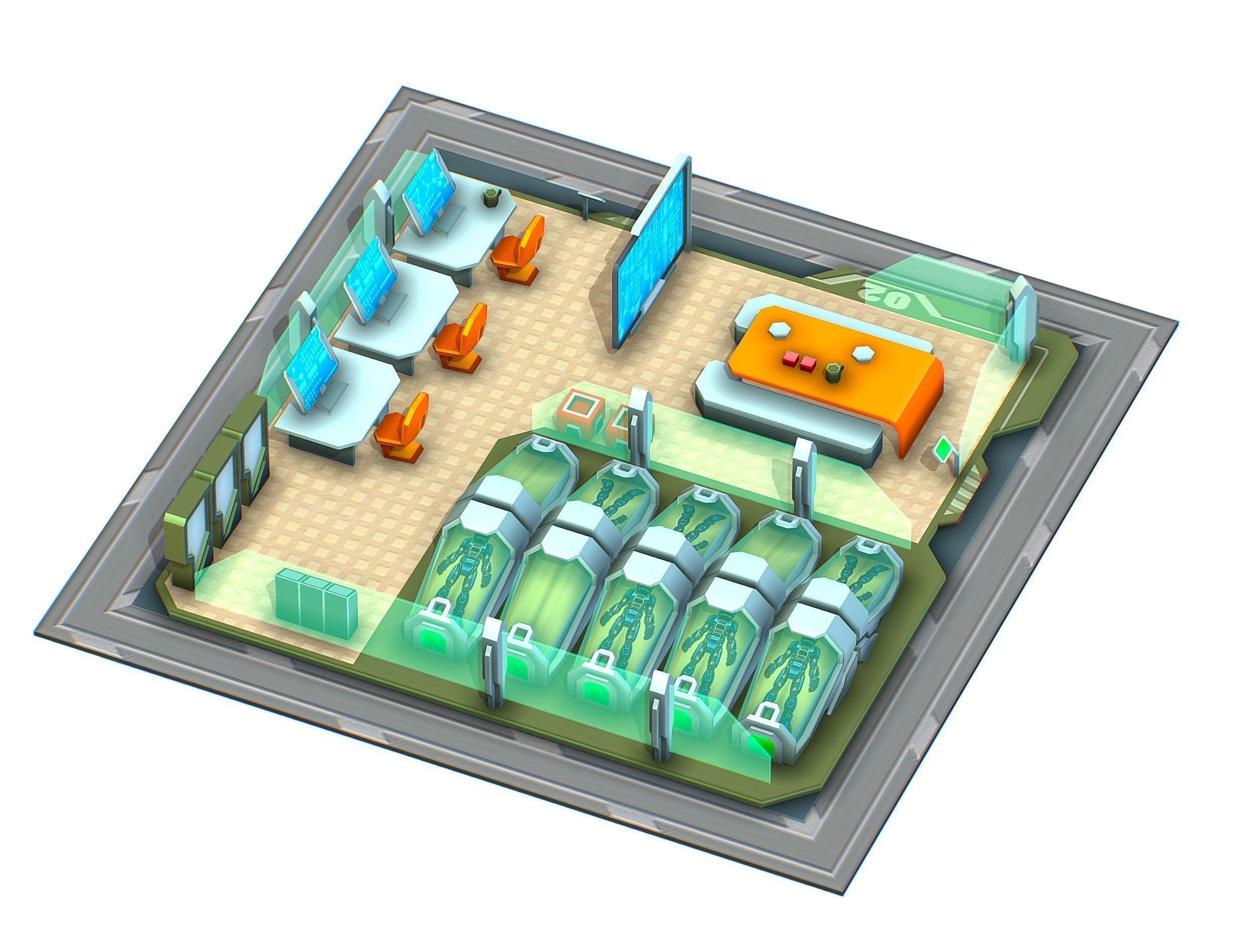 isometrical recreation room barrack hospital 2 Low-poly 3D model_3