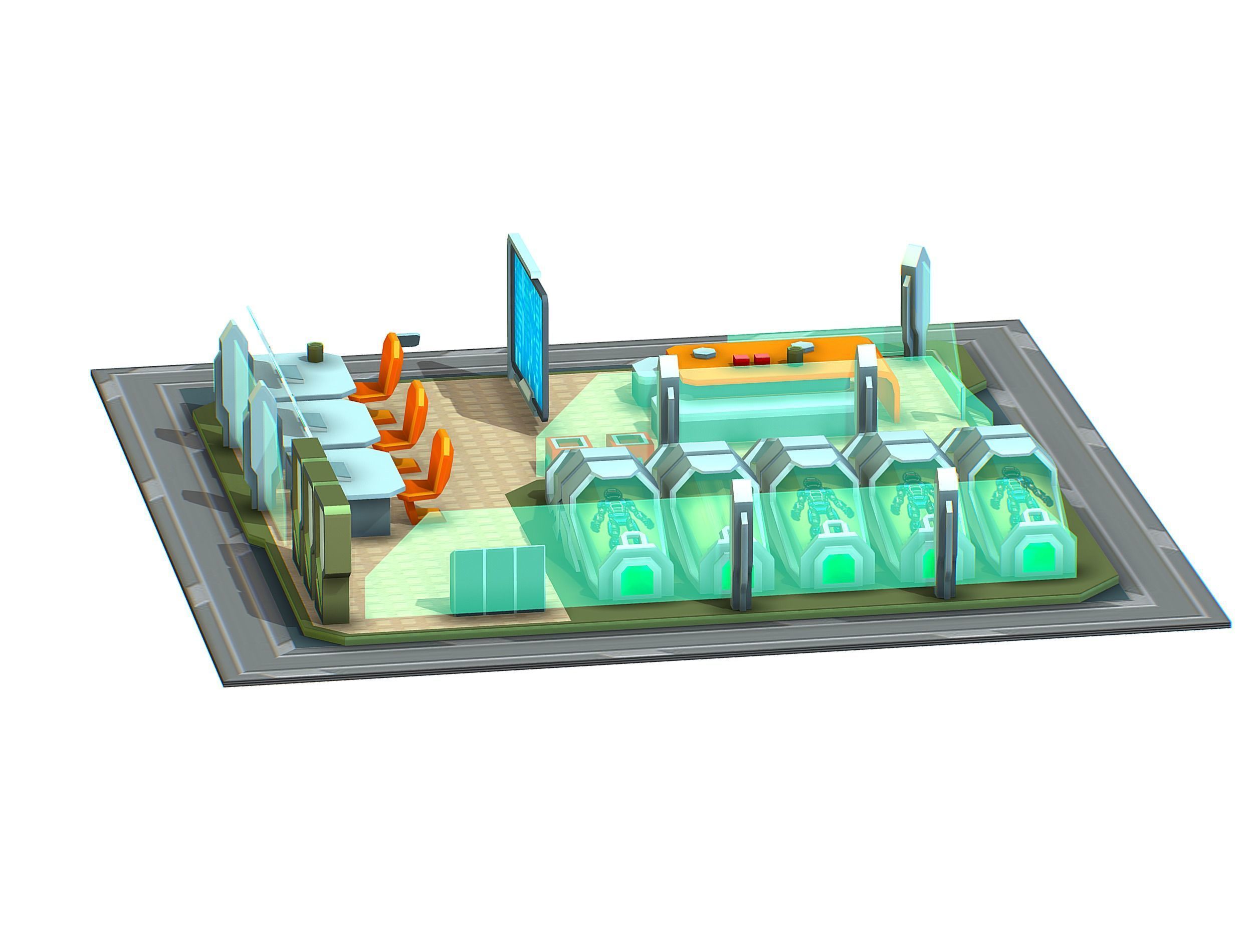 isometrical recreation room barrack hospital 2 Low-poly 3D model_10