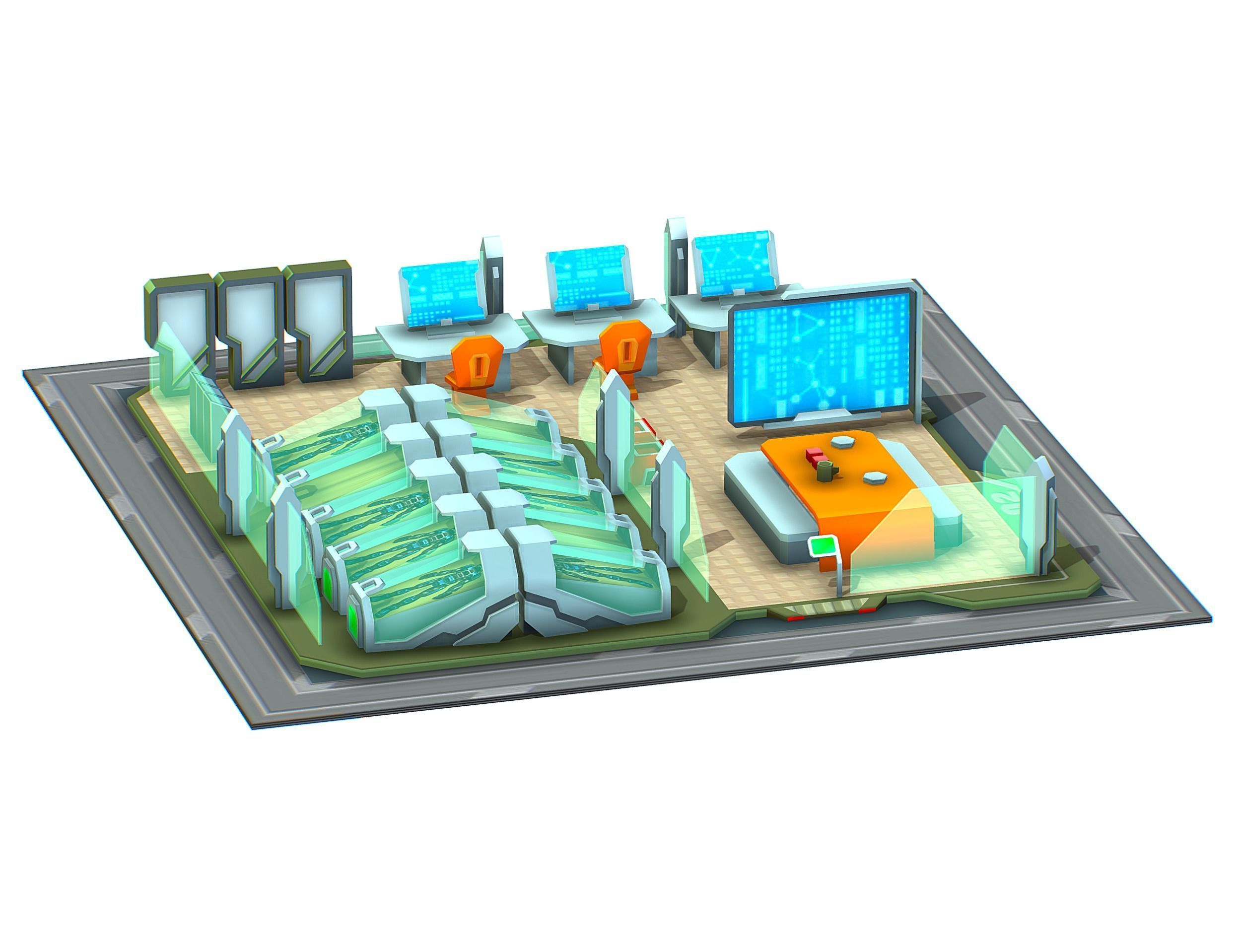 isometrical recreation room barrack hospital 2 Low-poly 3D model_7