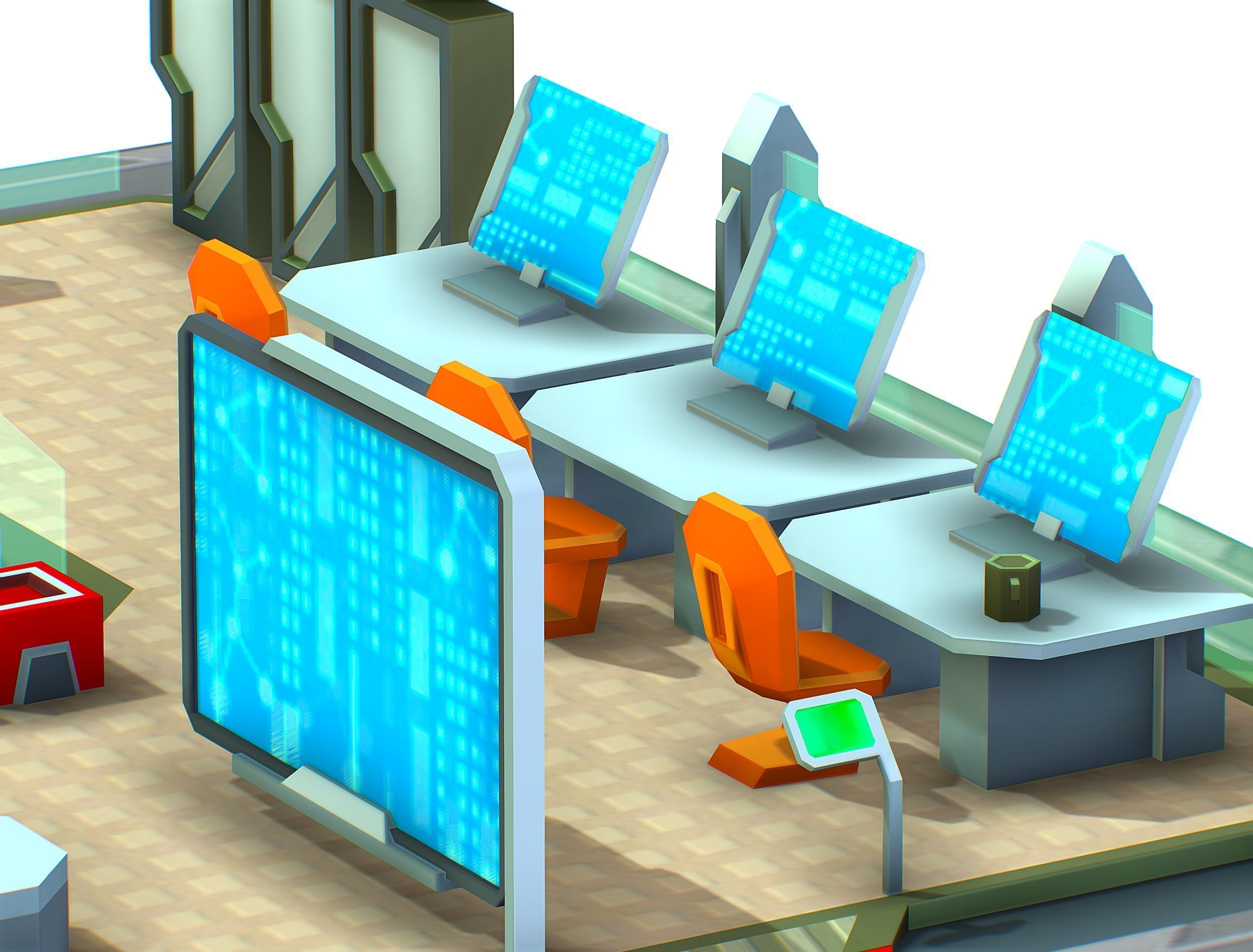 isometrical recreation room barrack hospital 2 Low-poly 3D model_14