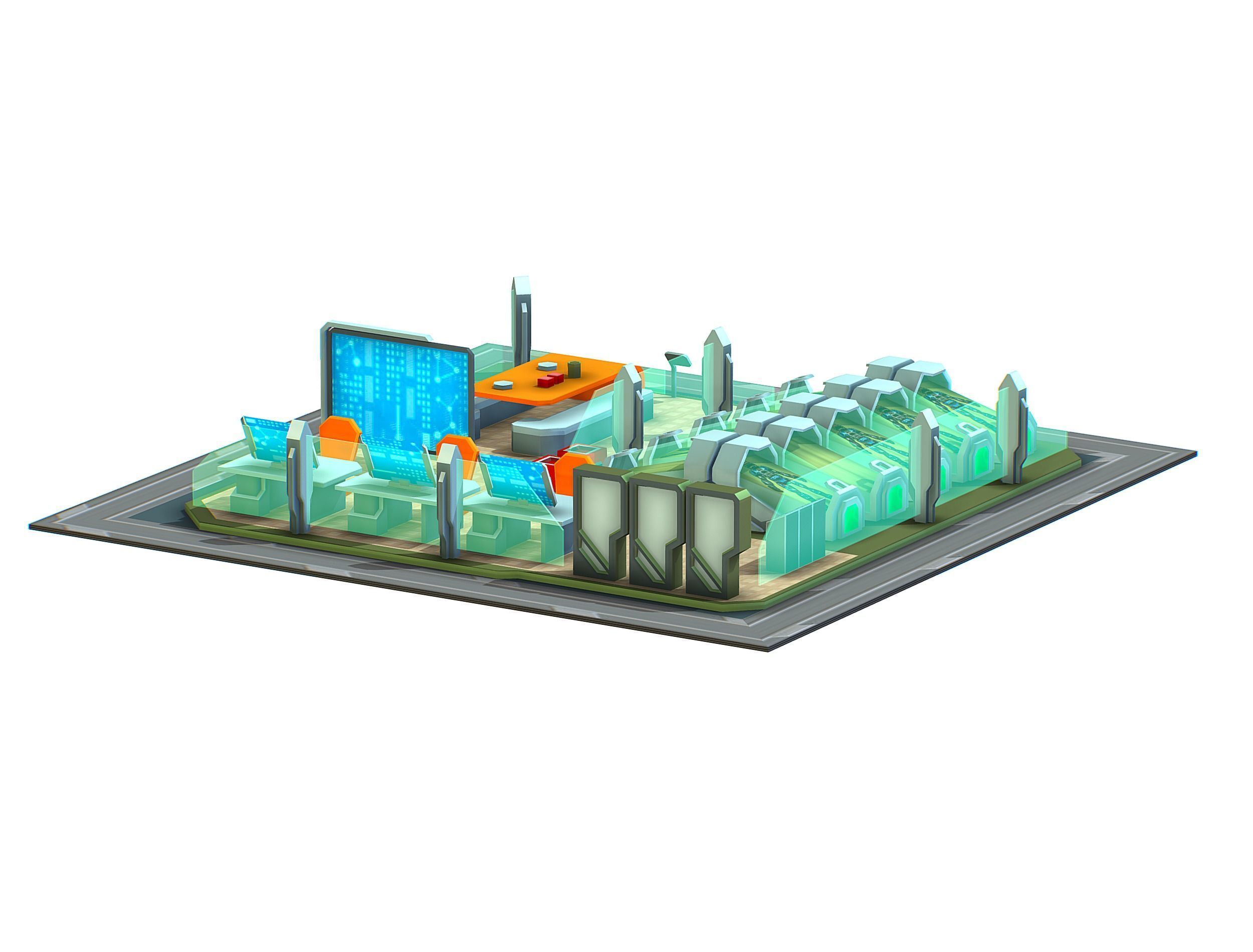 isometrical recreation room barrack hospital 2 Low-poly 3D model_12