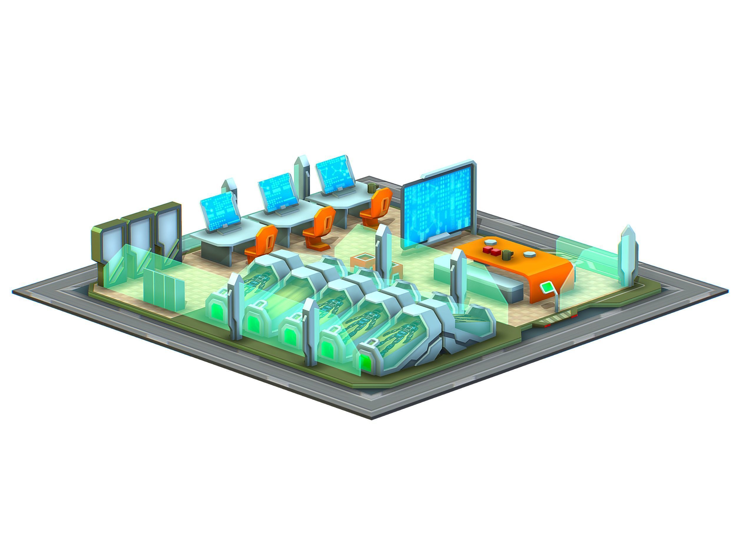 isometrical recreation room barrack hospital 2 Low-poly 3D model_8