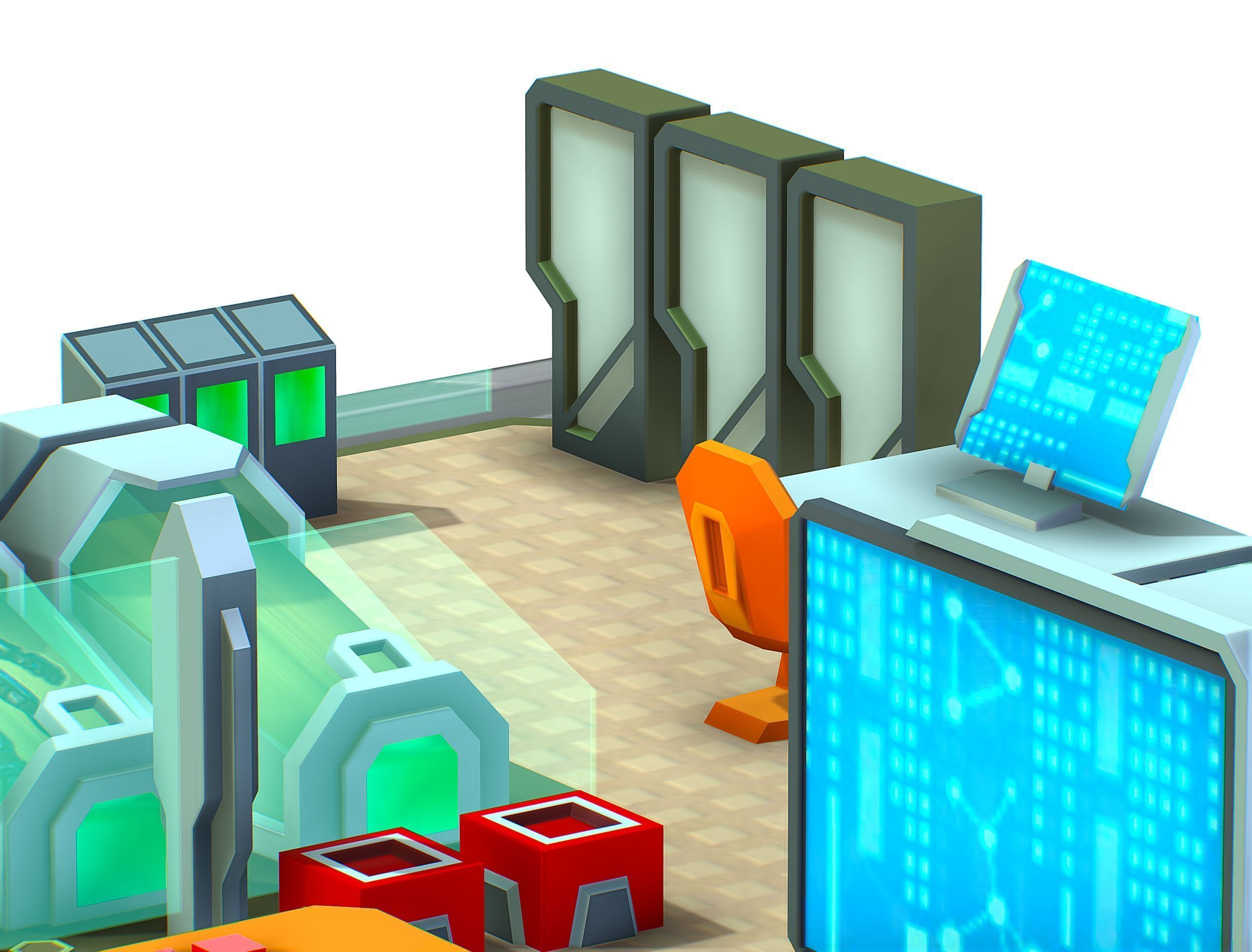 isometrical recreation room barrack hospital 2 Low-poly 3D model_17