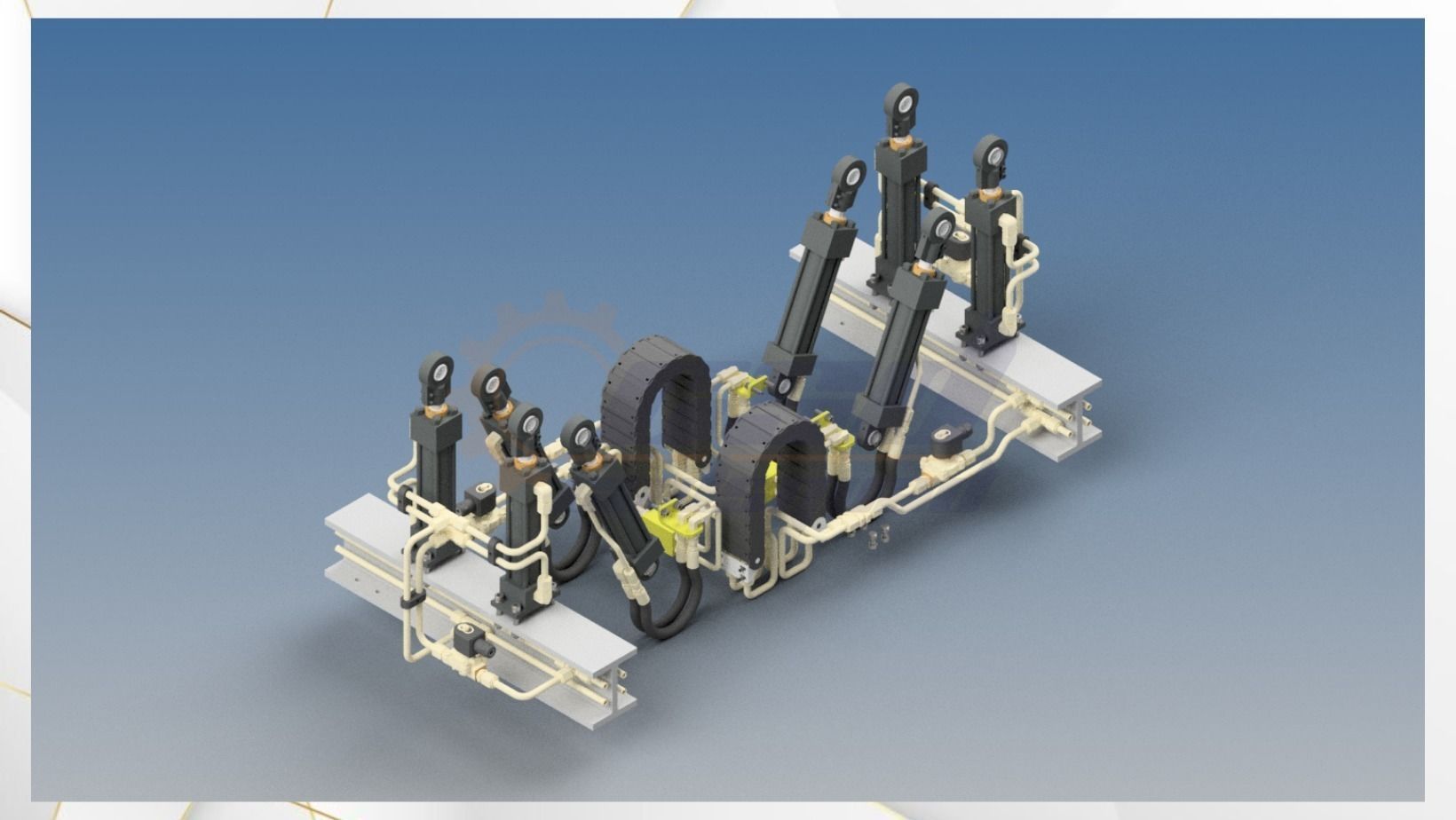clamping Hydraulic mechanism system 3D model_3