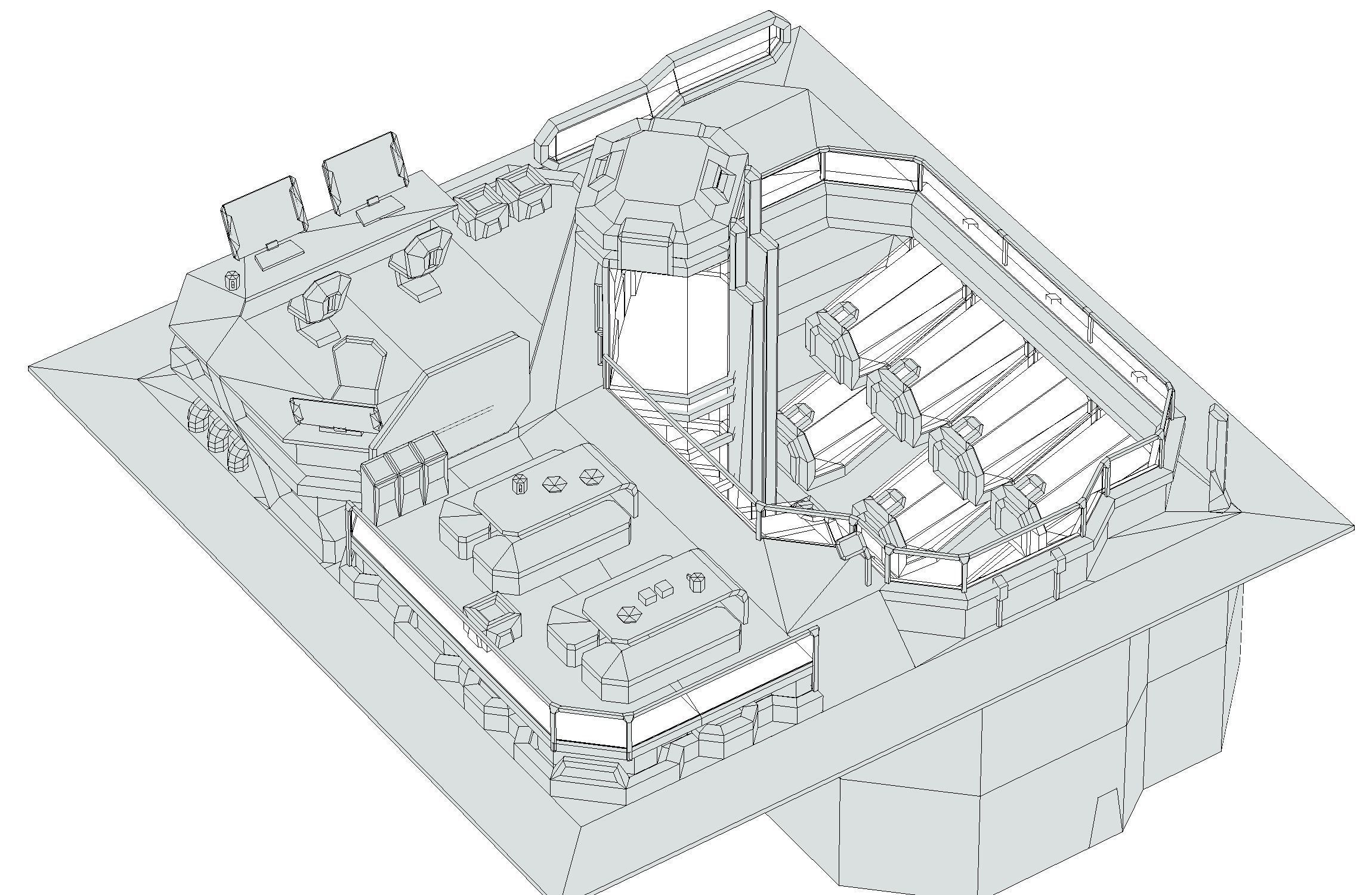 isometrical recreation room barrack hospital 3 Low-poly 3D model_18