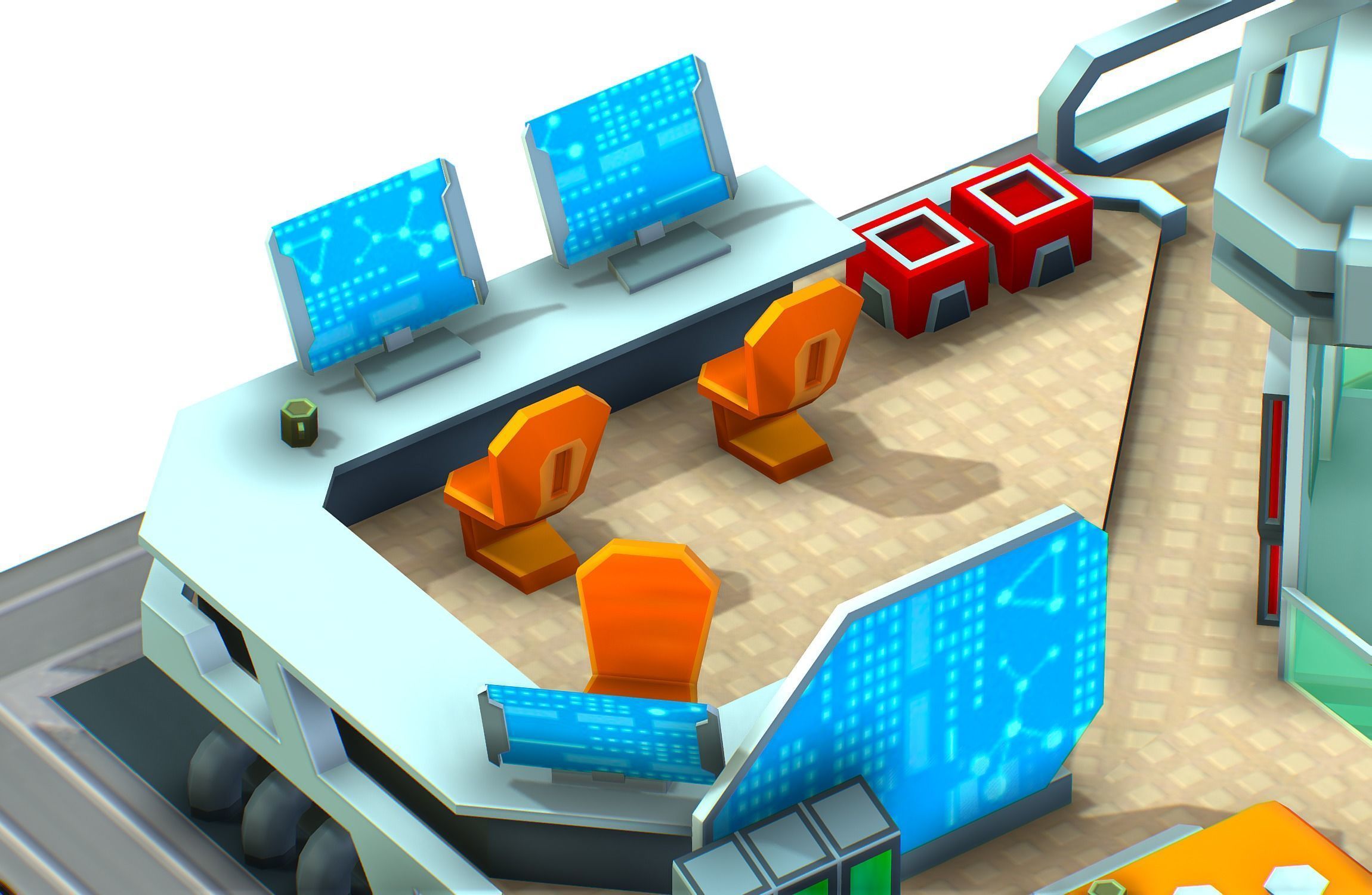 isometrical recreation room barrack hospital 3 Low-poly 3D model_17