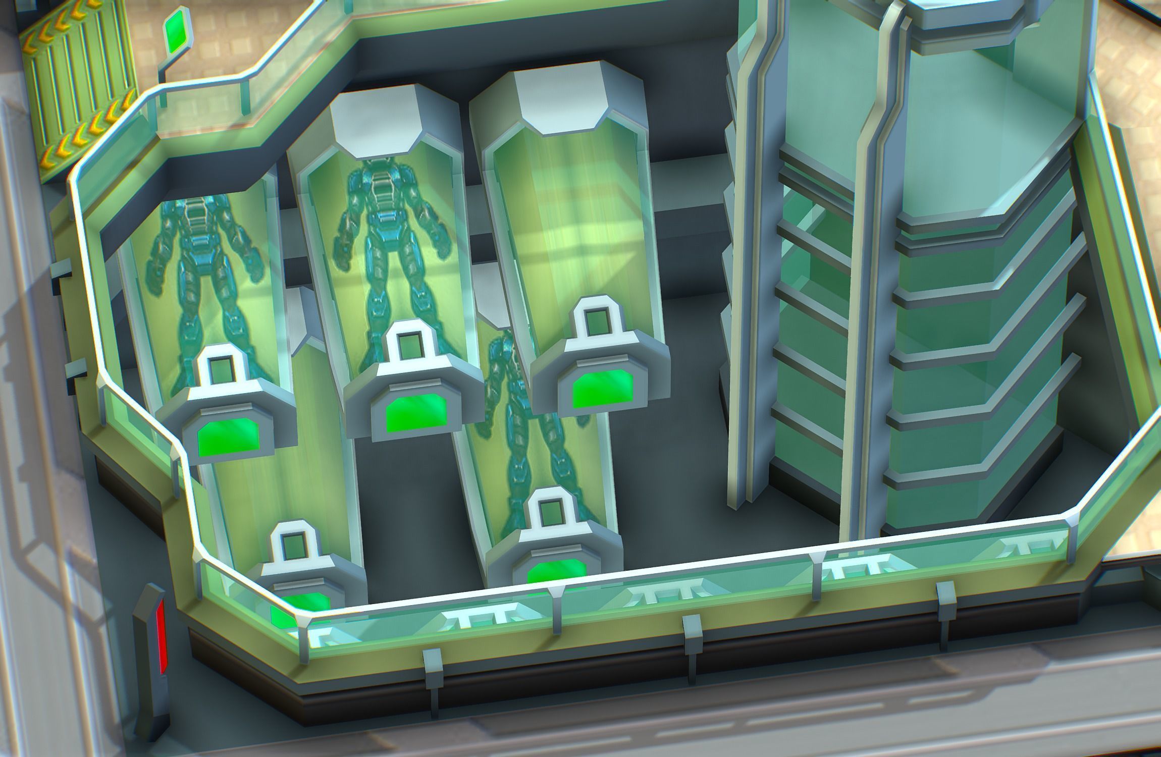 isometrical recreation room barrack hospital 3 Low-poly 3D model_12