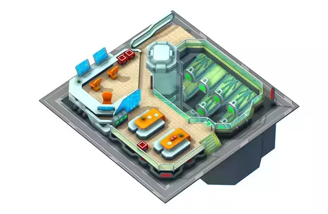 isometrical recreation room barrack hospital 3 Low-poly 3D model