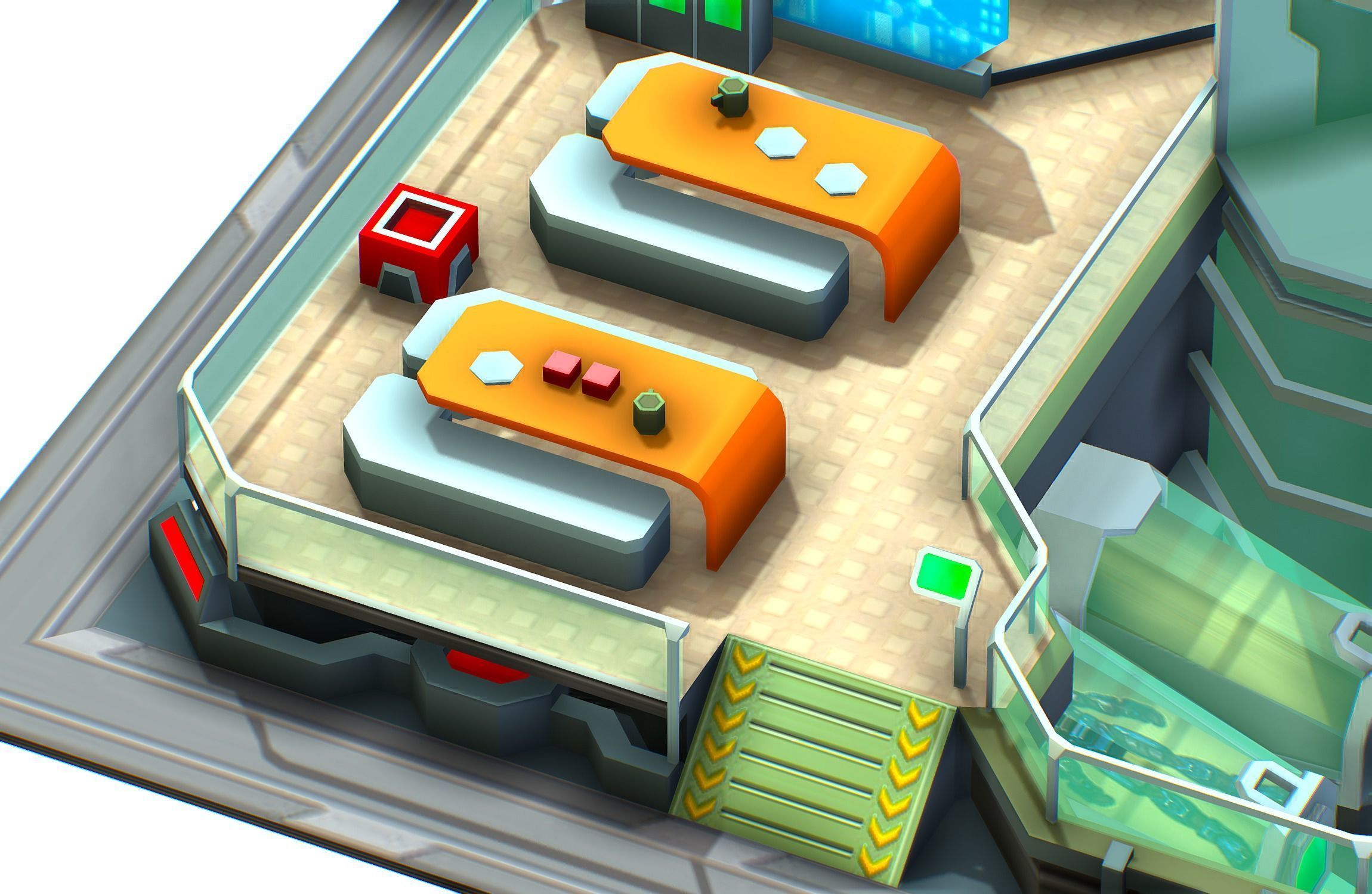 isometrical recreation room barrack hospital 3 Low-poly 3D model_15