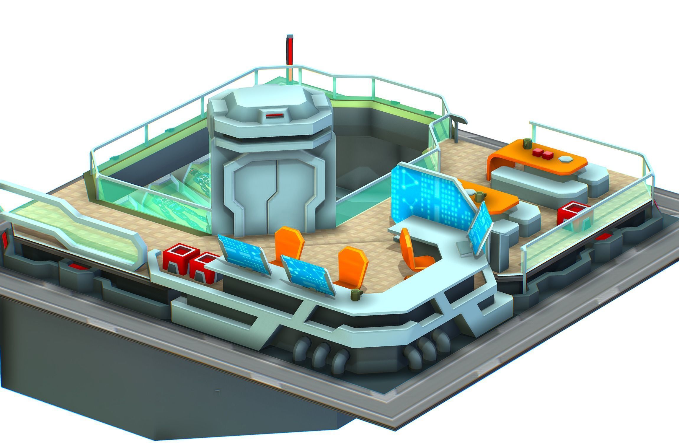 isometrical recreation room barrack hospital 3 Low-poly 3D model_9