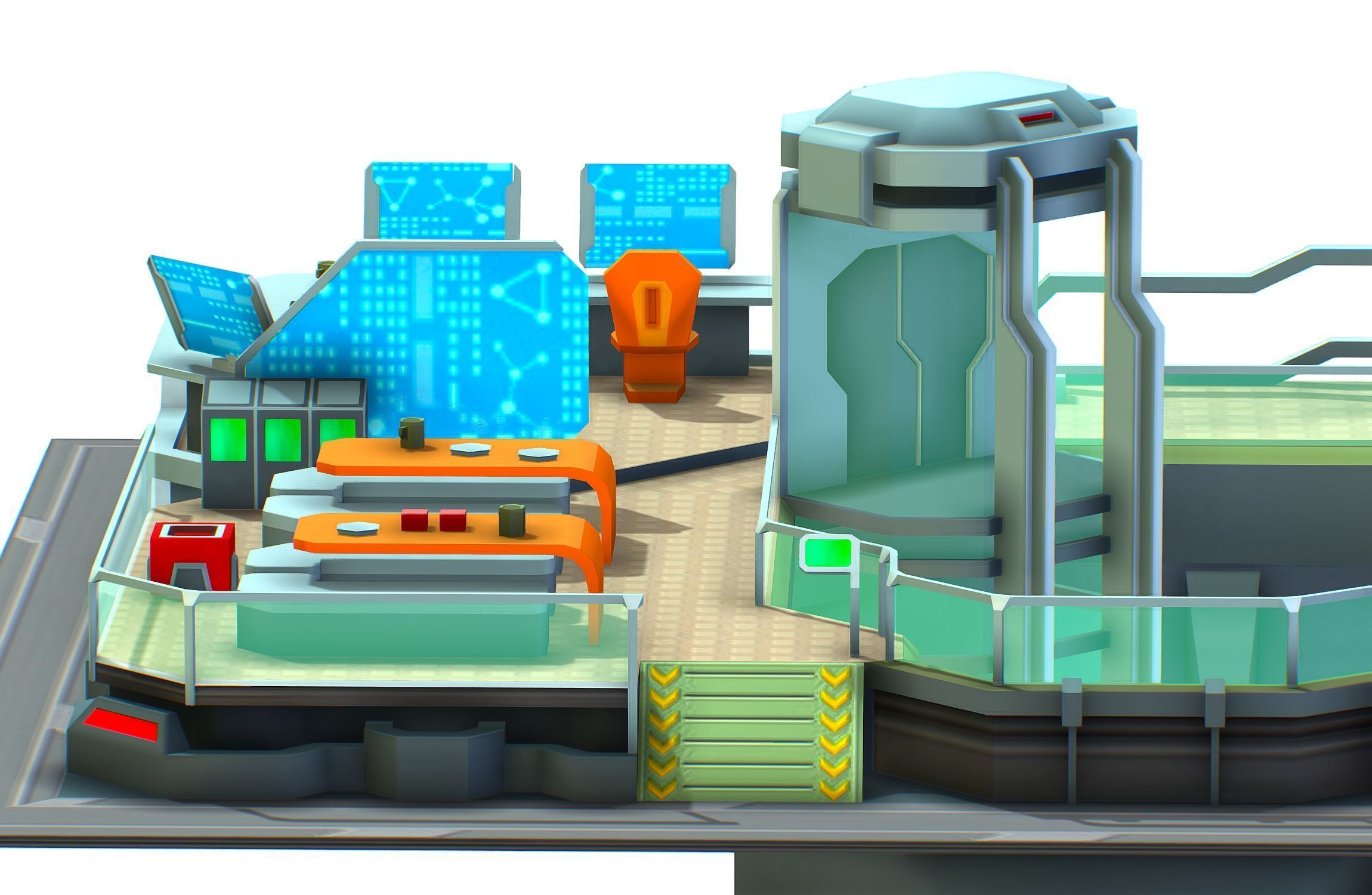 isometrical recreation room barrack hospital 3 Low-poly 3D model_11