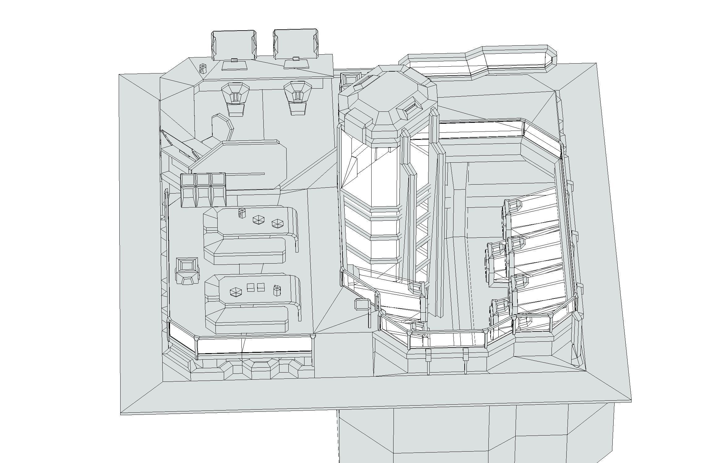 isometrical recreation room barrack hospital 3 Low-poly 3D model_19