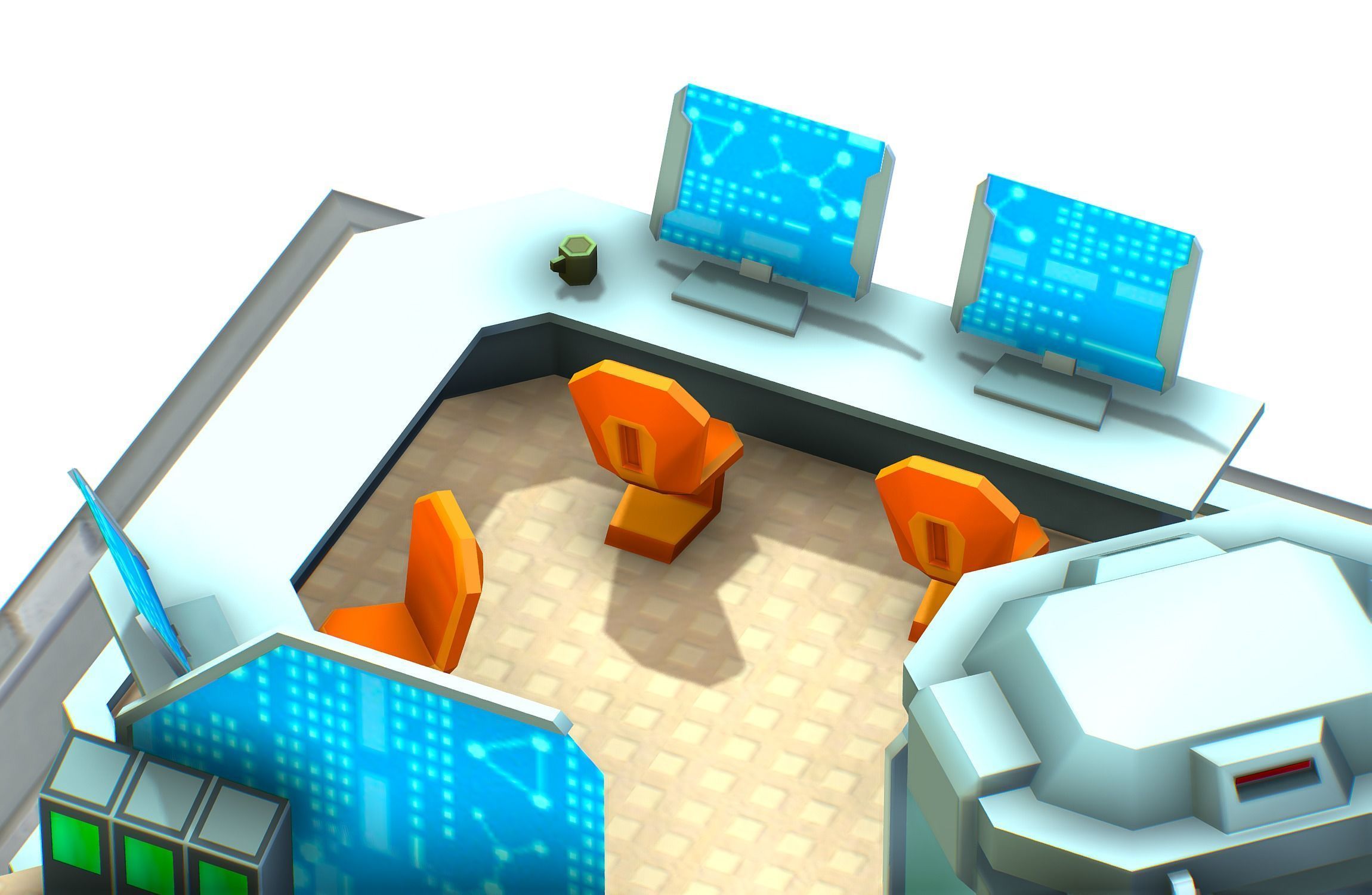 isometrical recreation room barrack hospital 3 Low-poly 3D model_13