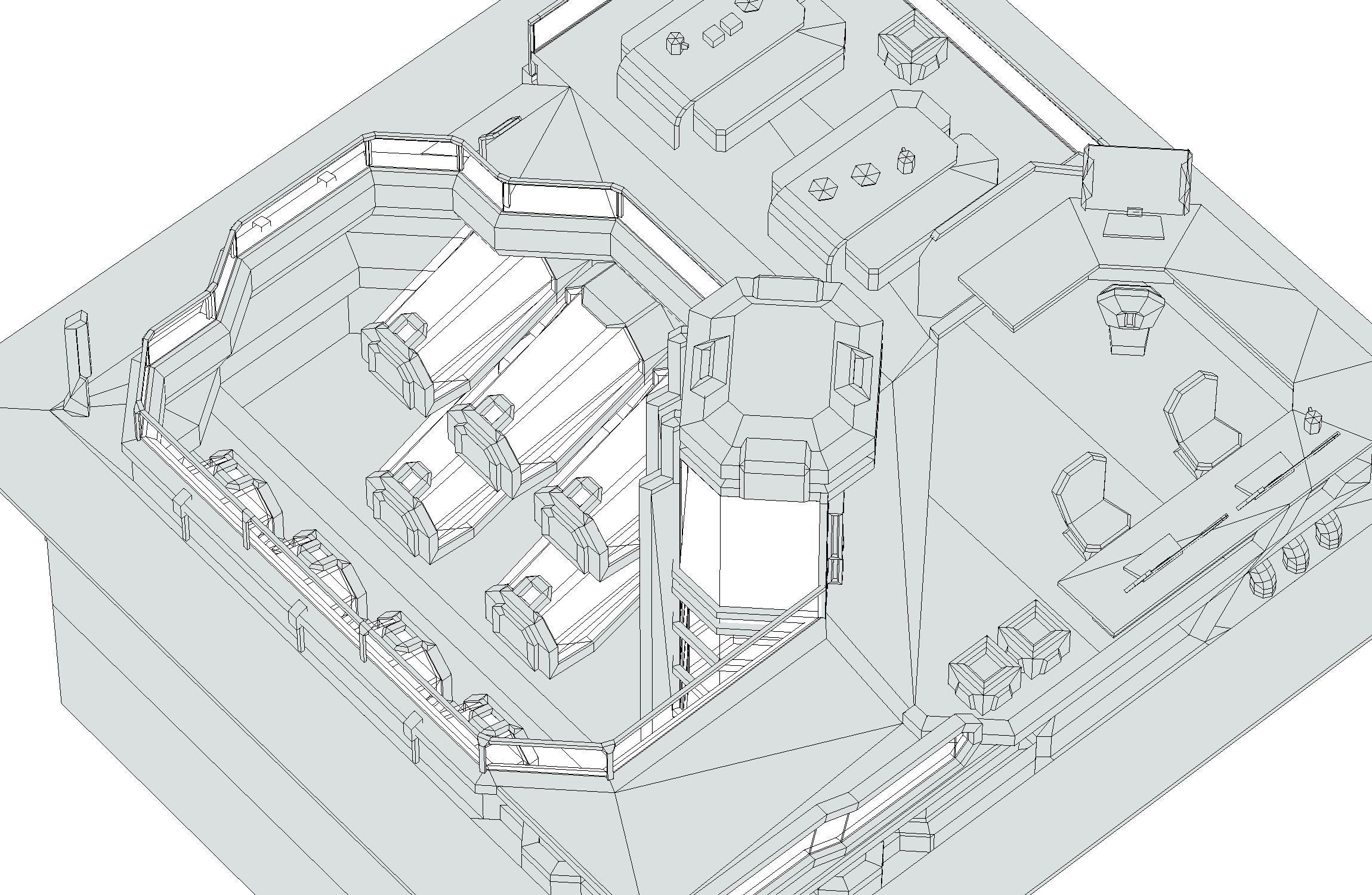 isometrical recreation room barrack hospital 3 Low-poly 3D model_21