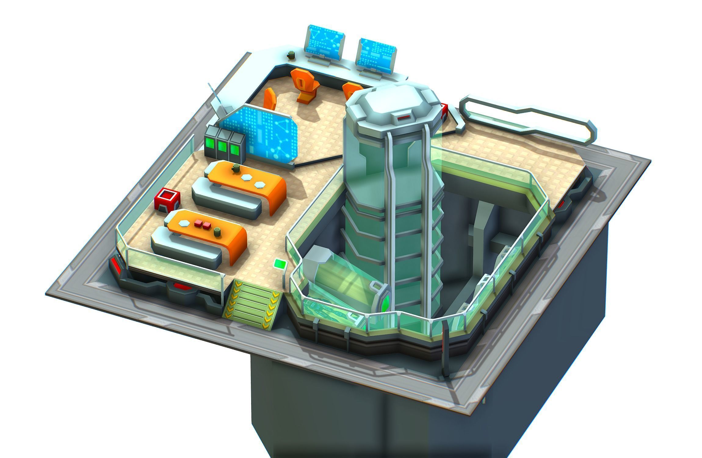 isometrical recreation room barrack hospital 3 Low-poly 3D model_3