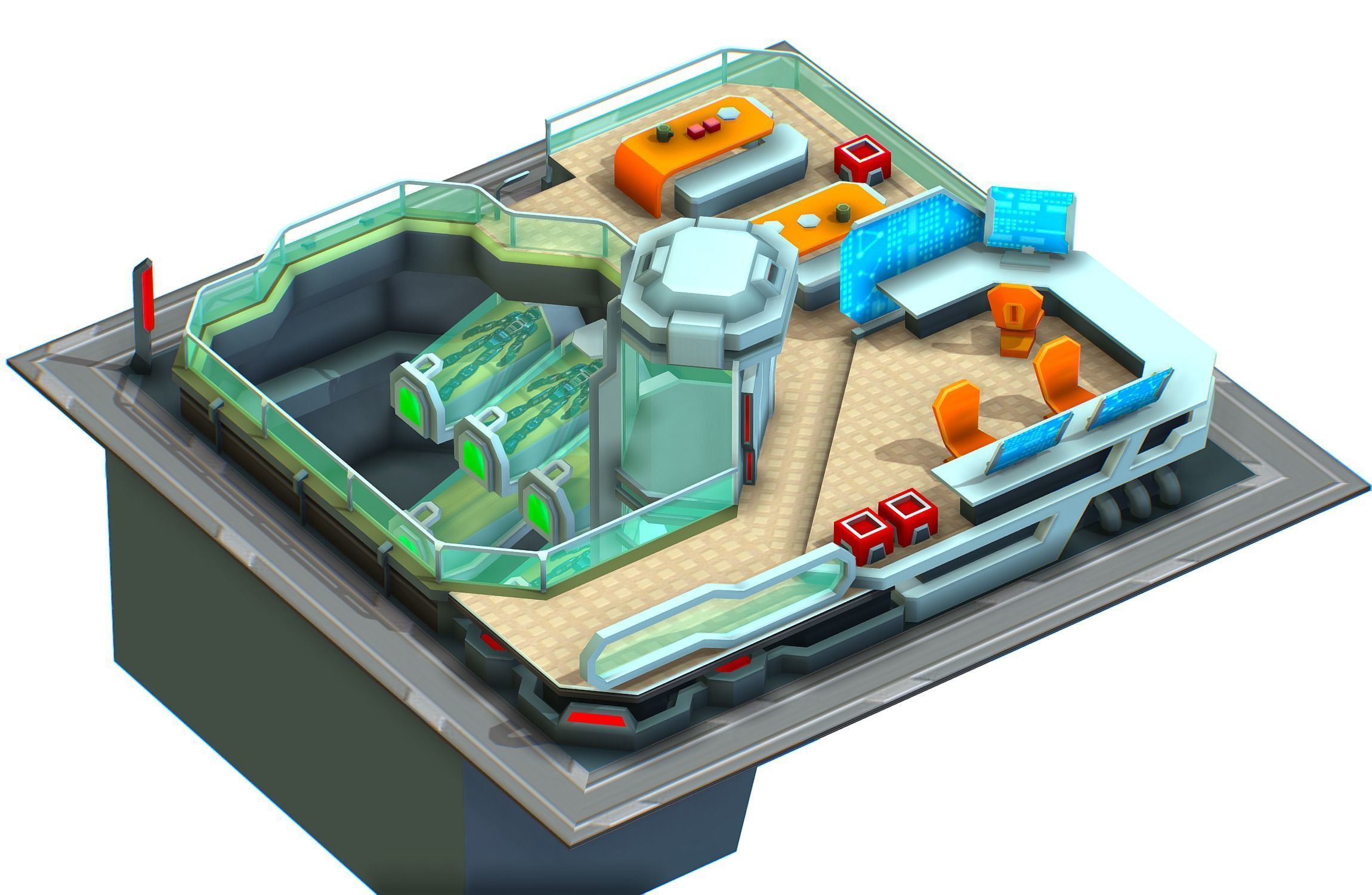 isometrical recreation room barrack hospital 3 Low-poly 3D model_6