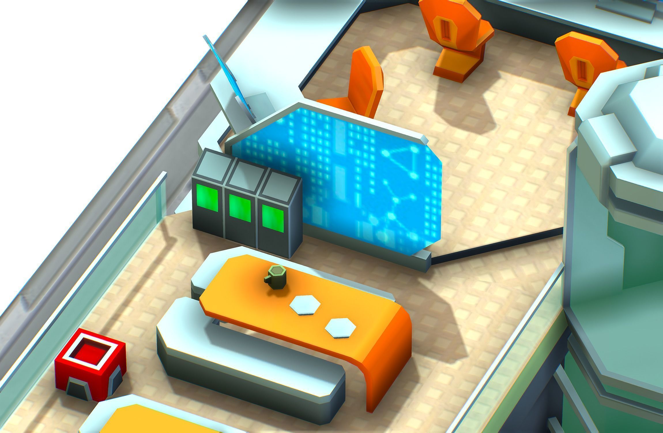 isometrical recreation room barrack hospital 3 Low-poly 3D model_16