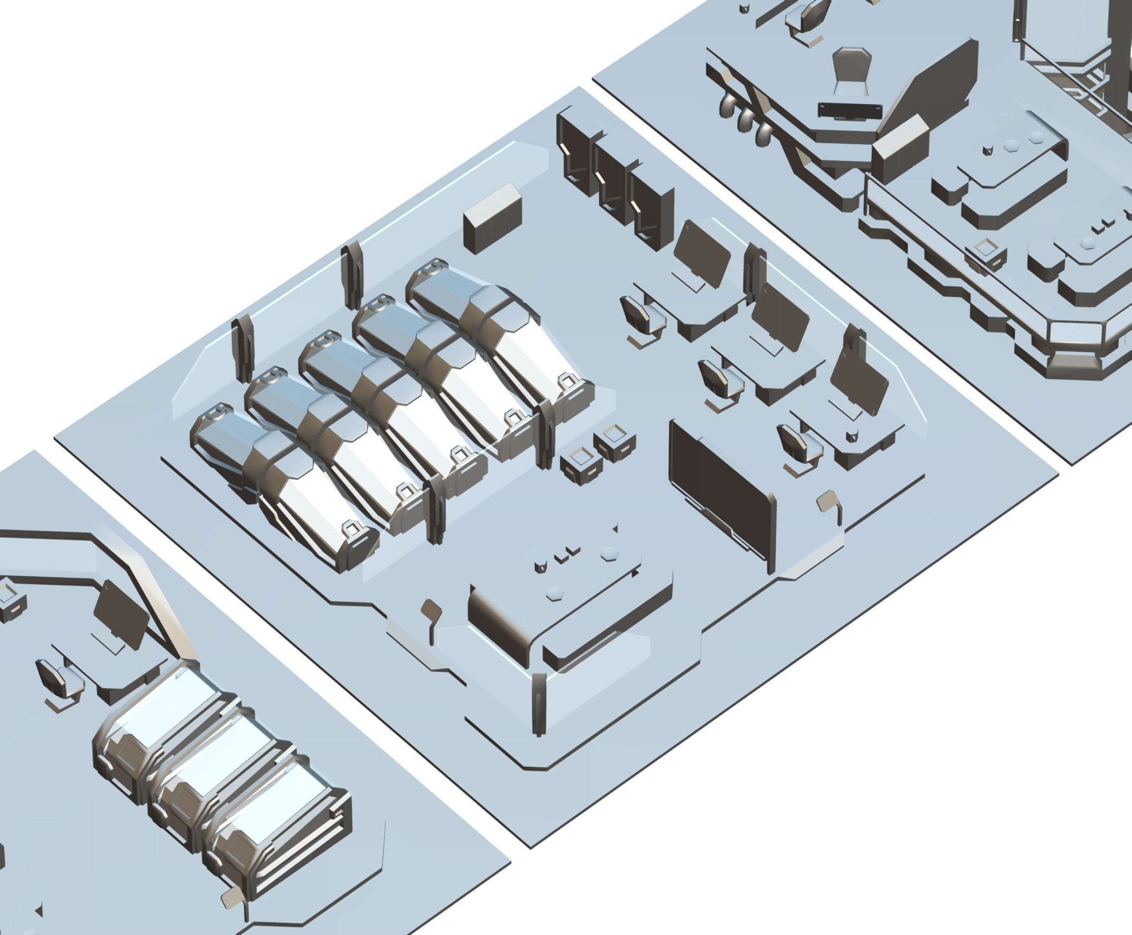 isometrical recreation room barrack hospital all Low-poly 3D model_23