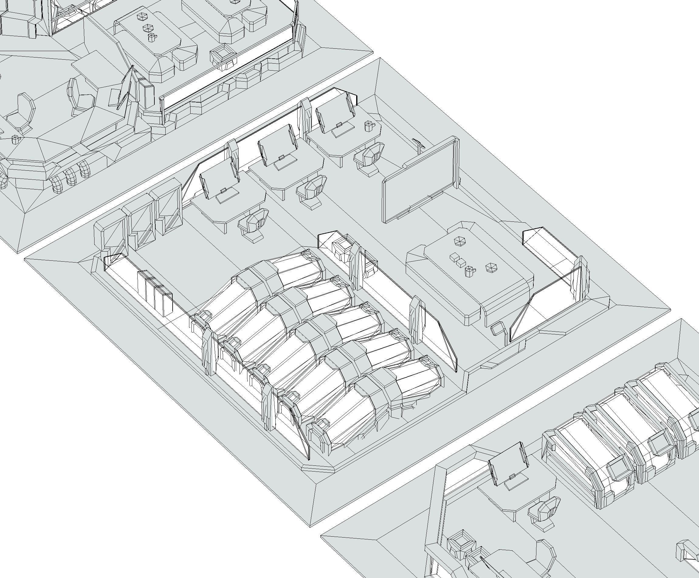 isometrical recreation room barrack hospital all Low-poly 3D model_26