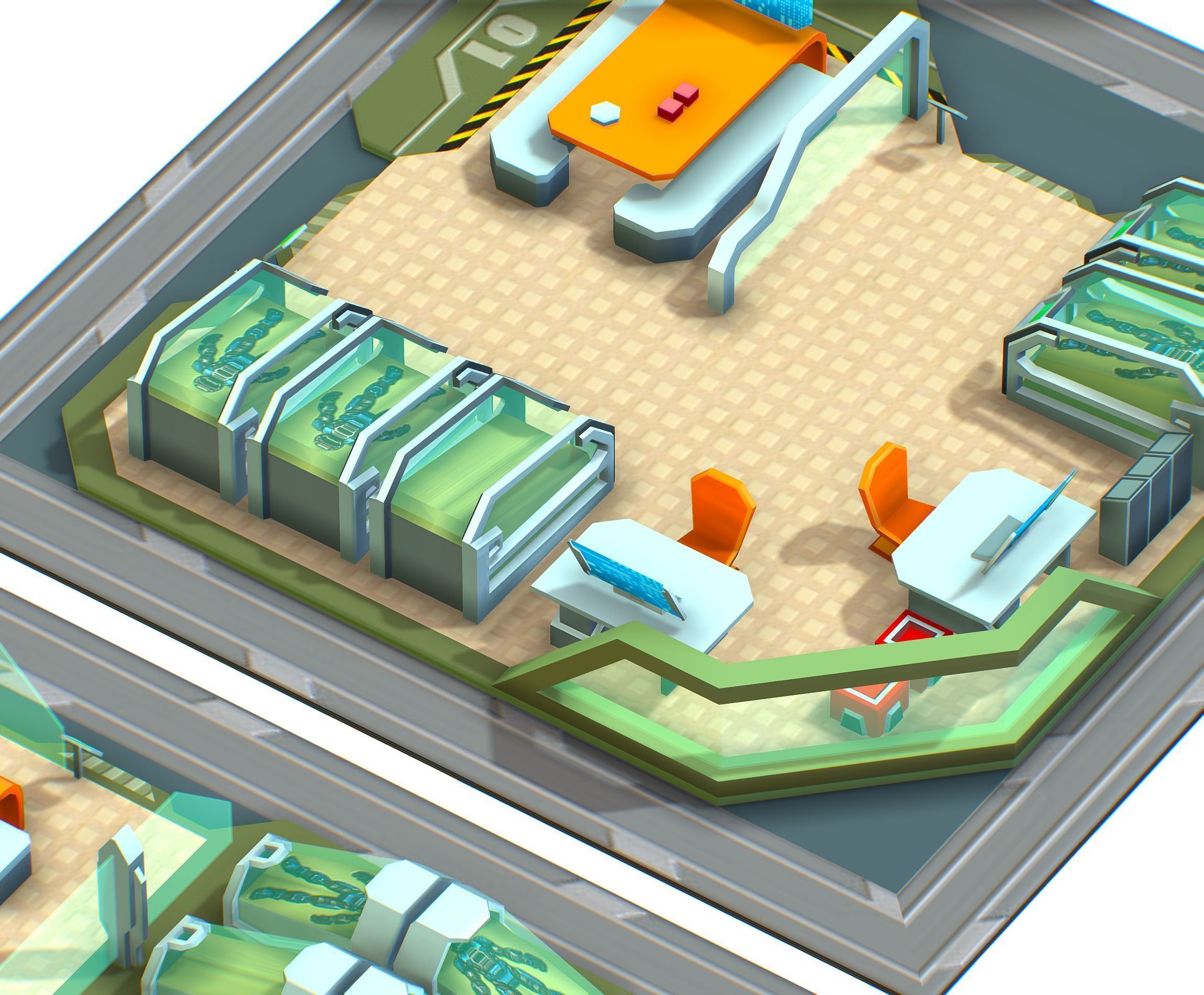 isometrical recreation room barrack hospital all Low-poly 3D model_13