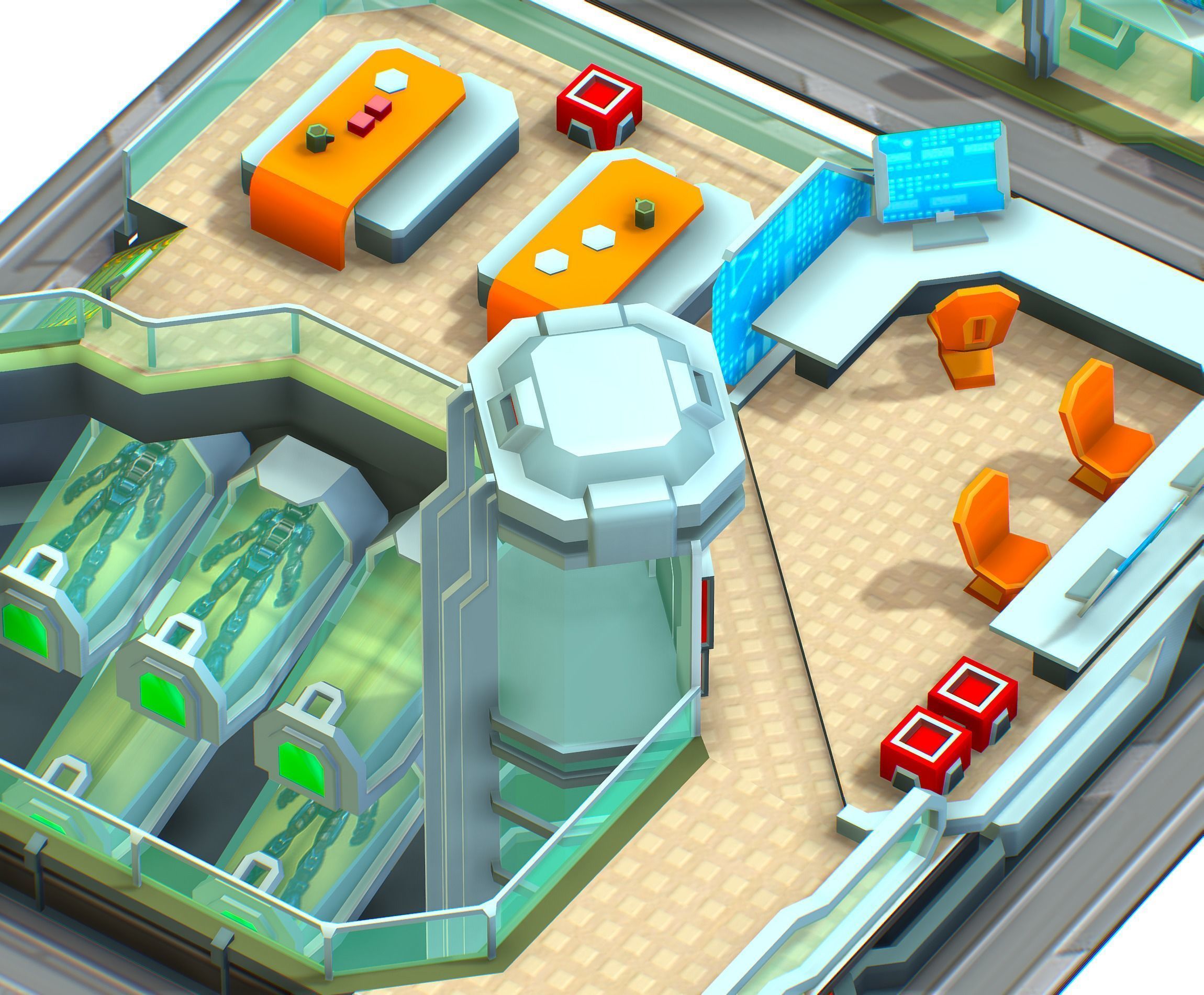 isometrical recreation room barrack hospital all Low-poly 3D model_10