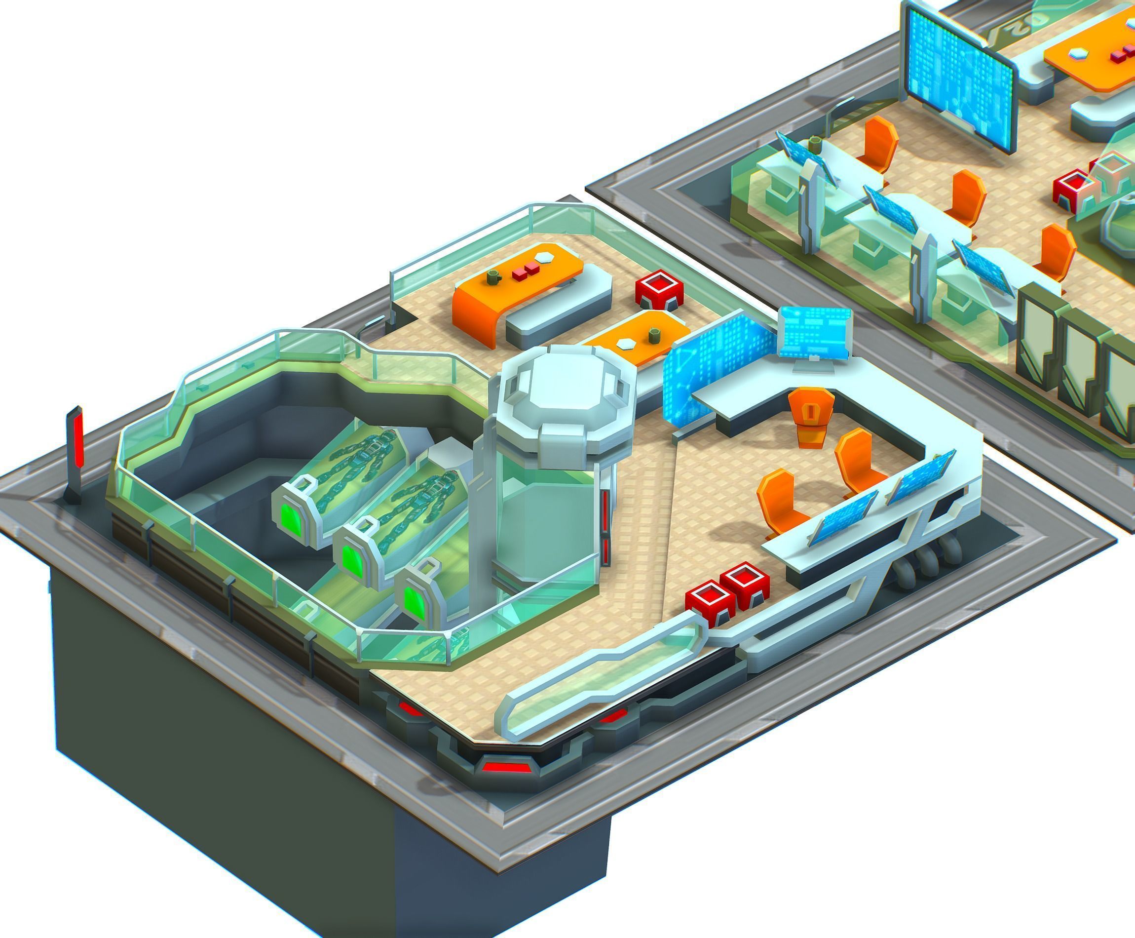 isometrical recreation room barrack hospital all Low-poly 3D model_9