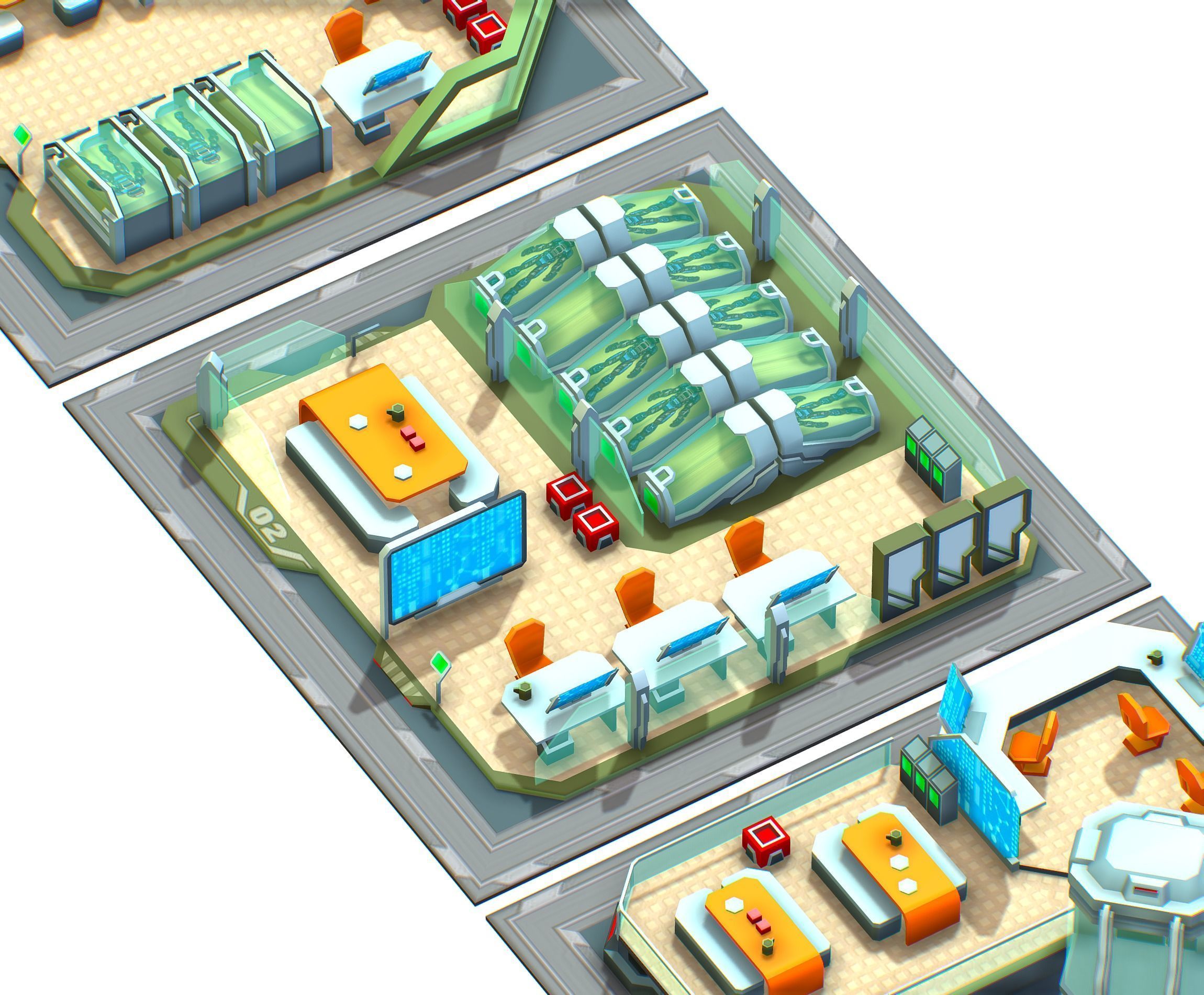 isometrical recreation room barrack hospital all Low-poly 3D model_6