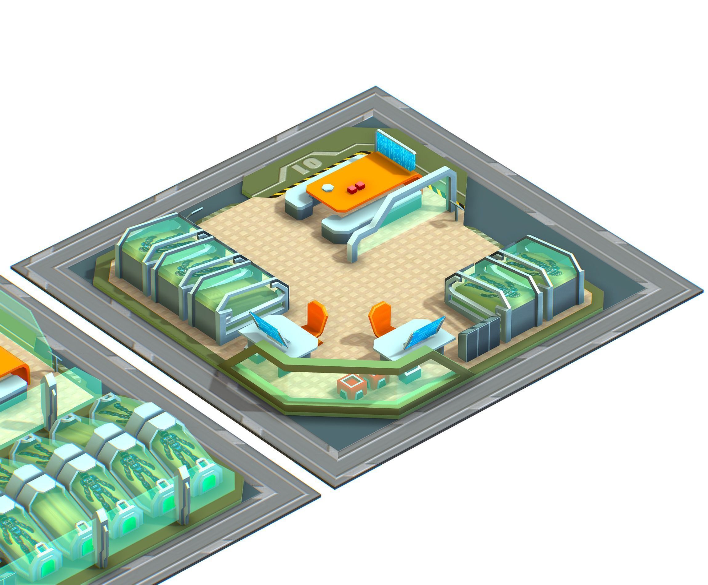 isometrical recreation room barrack hospital all Low-poly 3D model_8