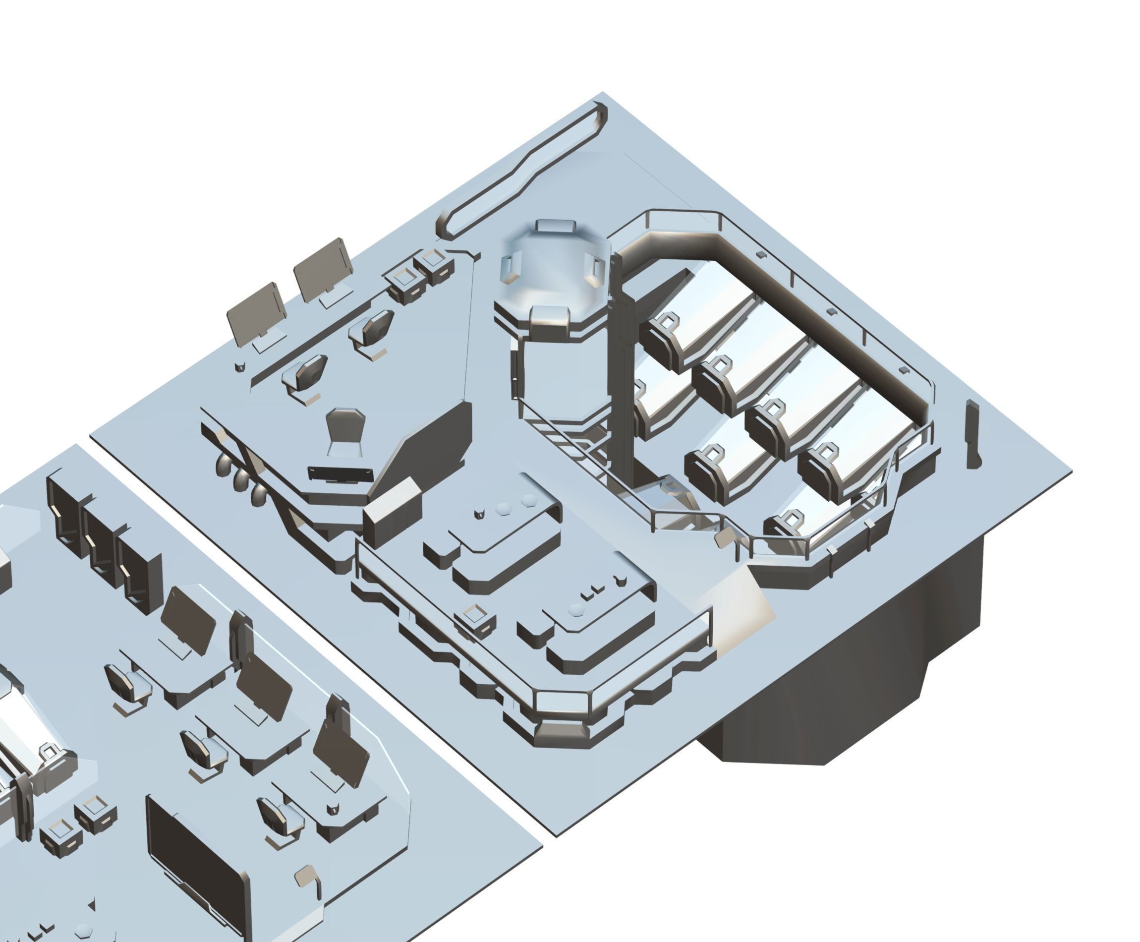 isometrical recreation room barrack hospital all Low-poly 3D model_24