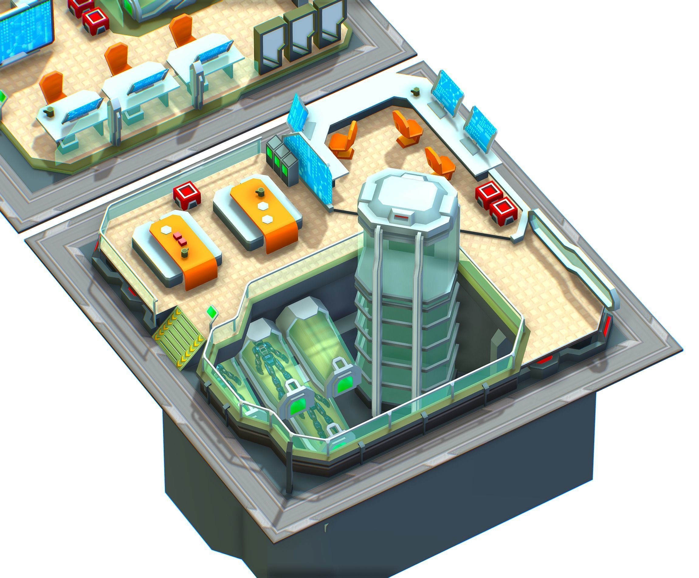 isometrical recreation room barrack hospital all Low-poly 3D model_5