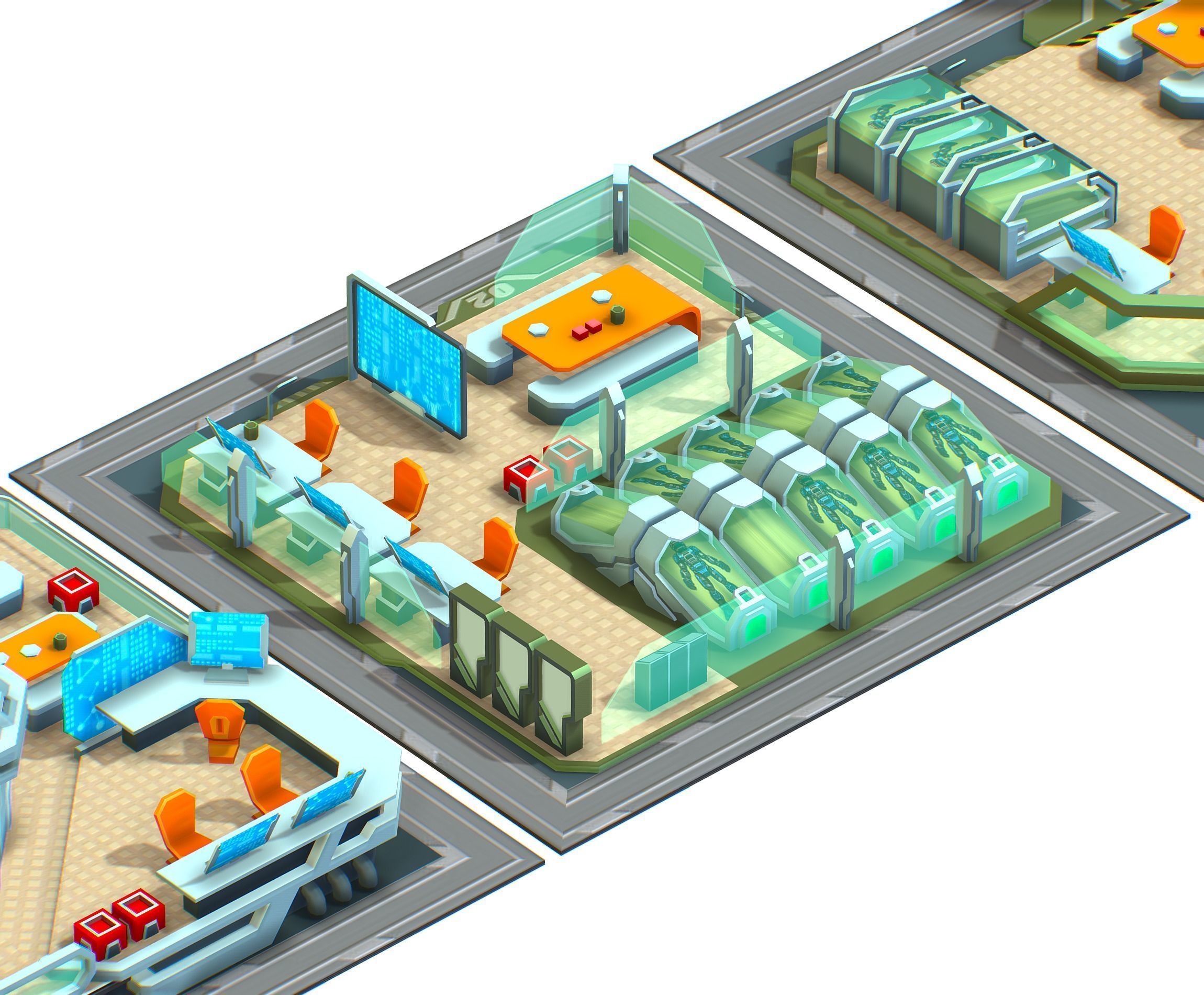 isometrical recreation room barrack hospital all Low-poly 3D model_15