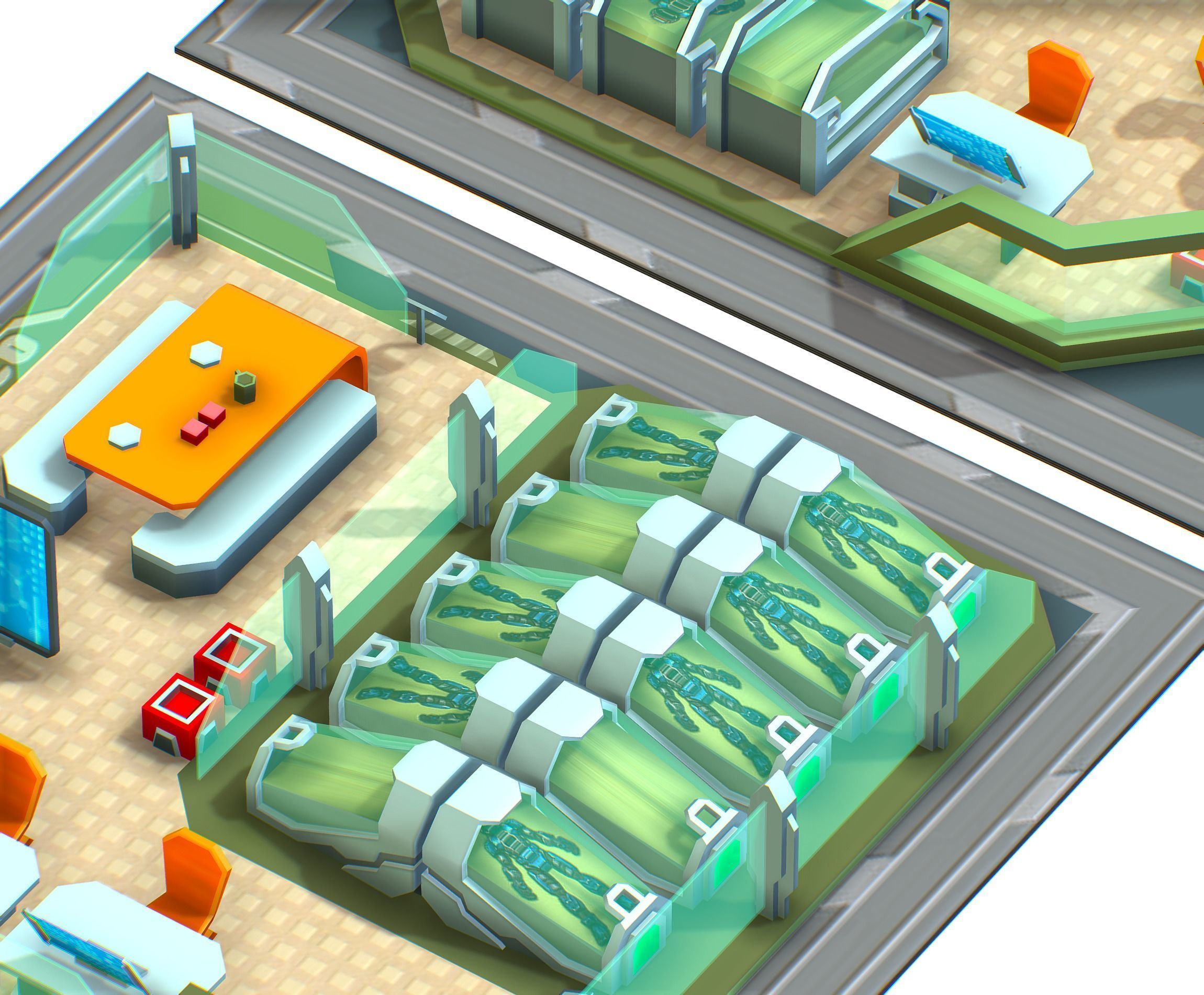 isometrical recreation room barrack hospital all Low-poly 3D model_12