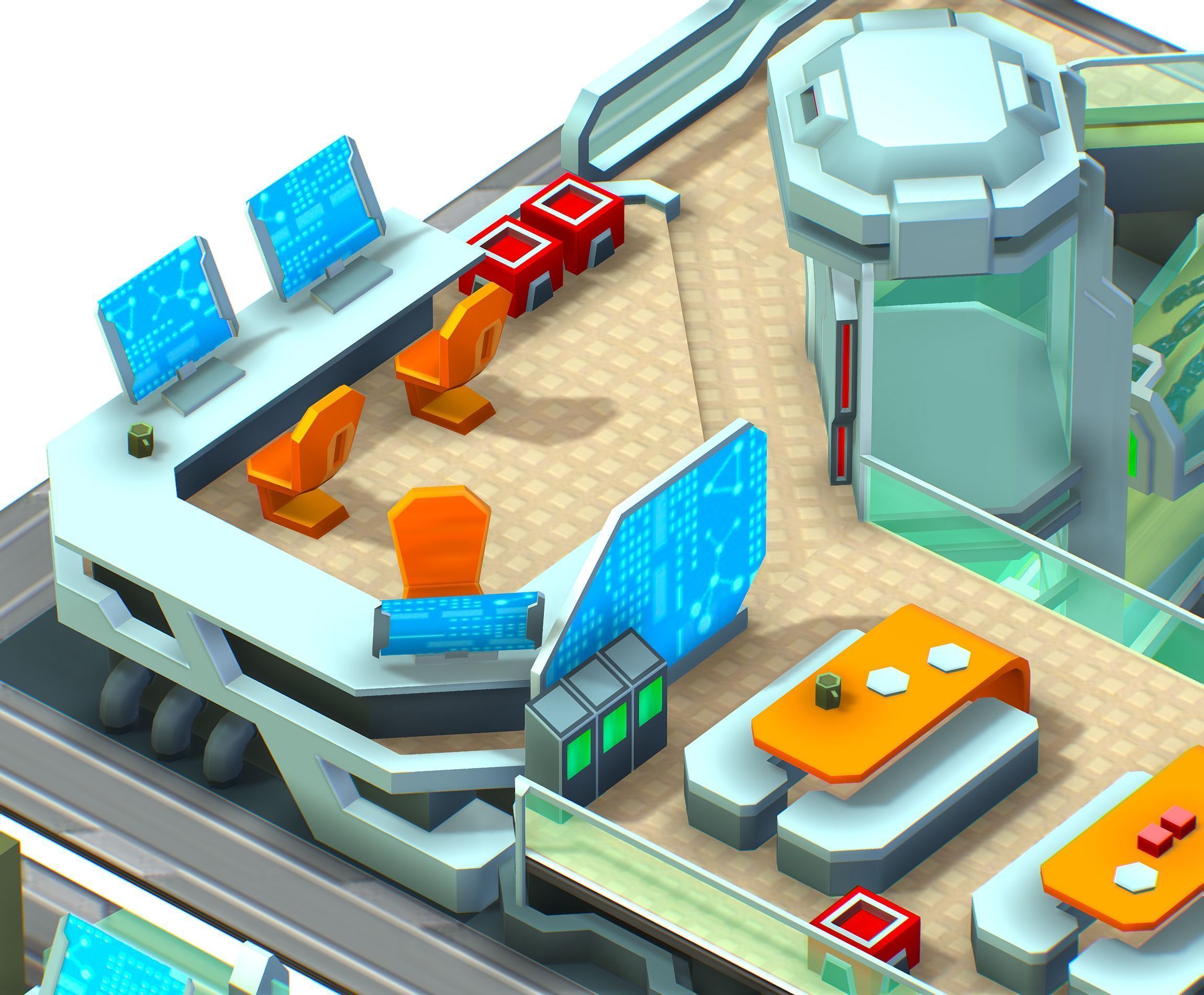 isometrical recreation room barrack hospital all Low-poly 3D model_19