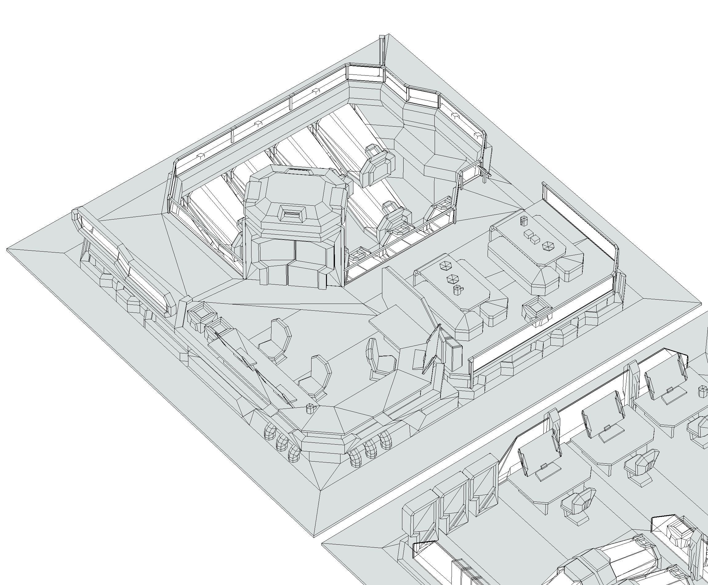 isometrical recreation room barrack hospital all Low-poly 3D model_29