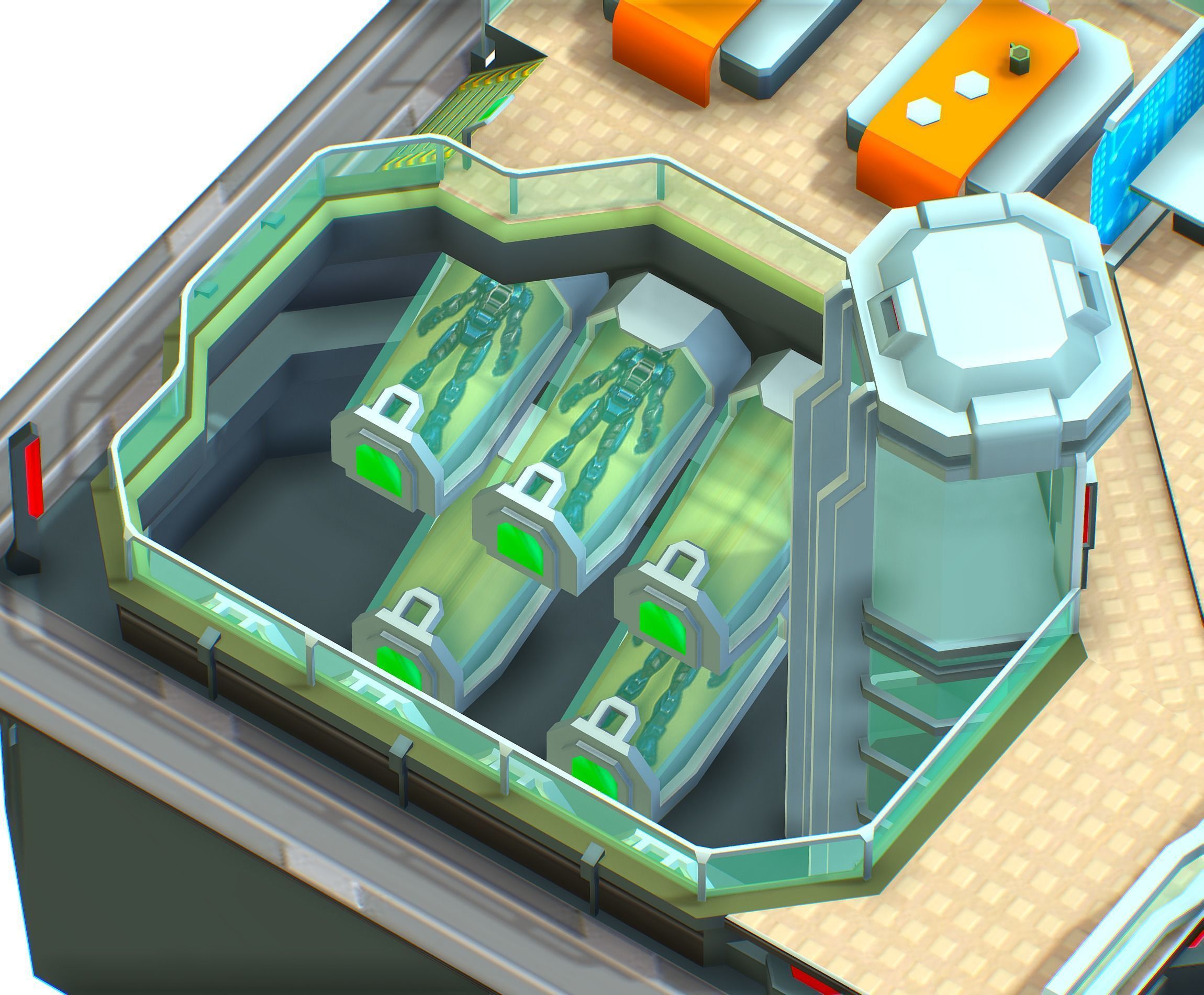 isometrical recreation room barrack hospital all Low-poly 3D model_21