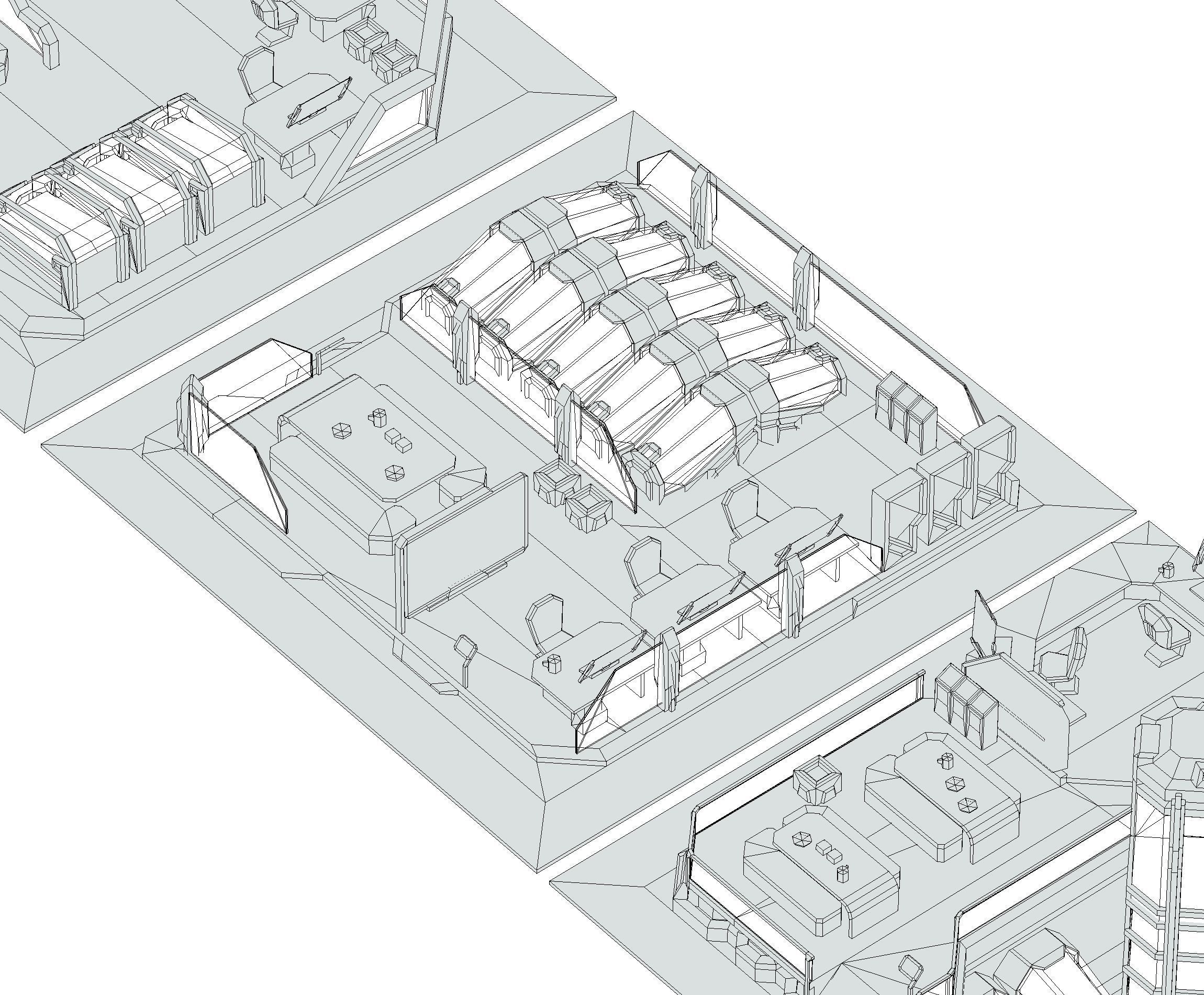 isometrical recreation room barrack hospital all Low-poly 3D model_34