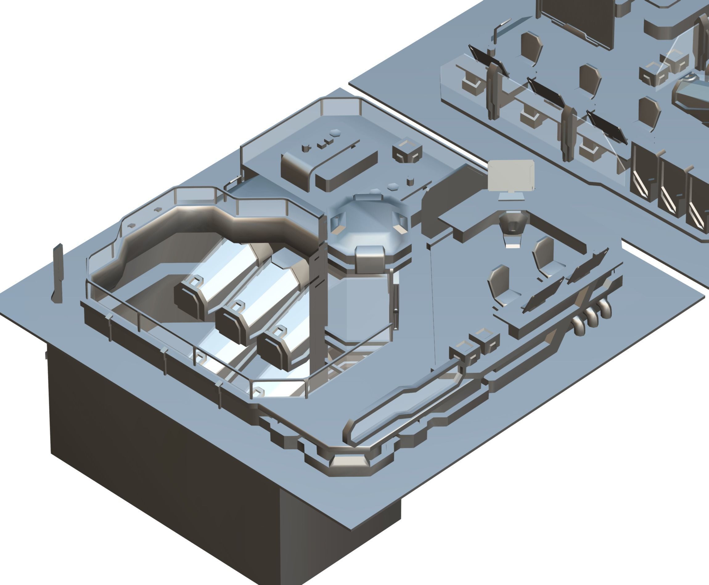 isometrical recreation room barrack hospital all Low-poly 3D model_30