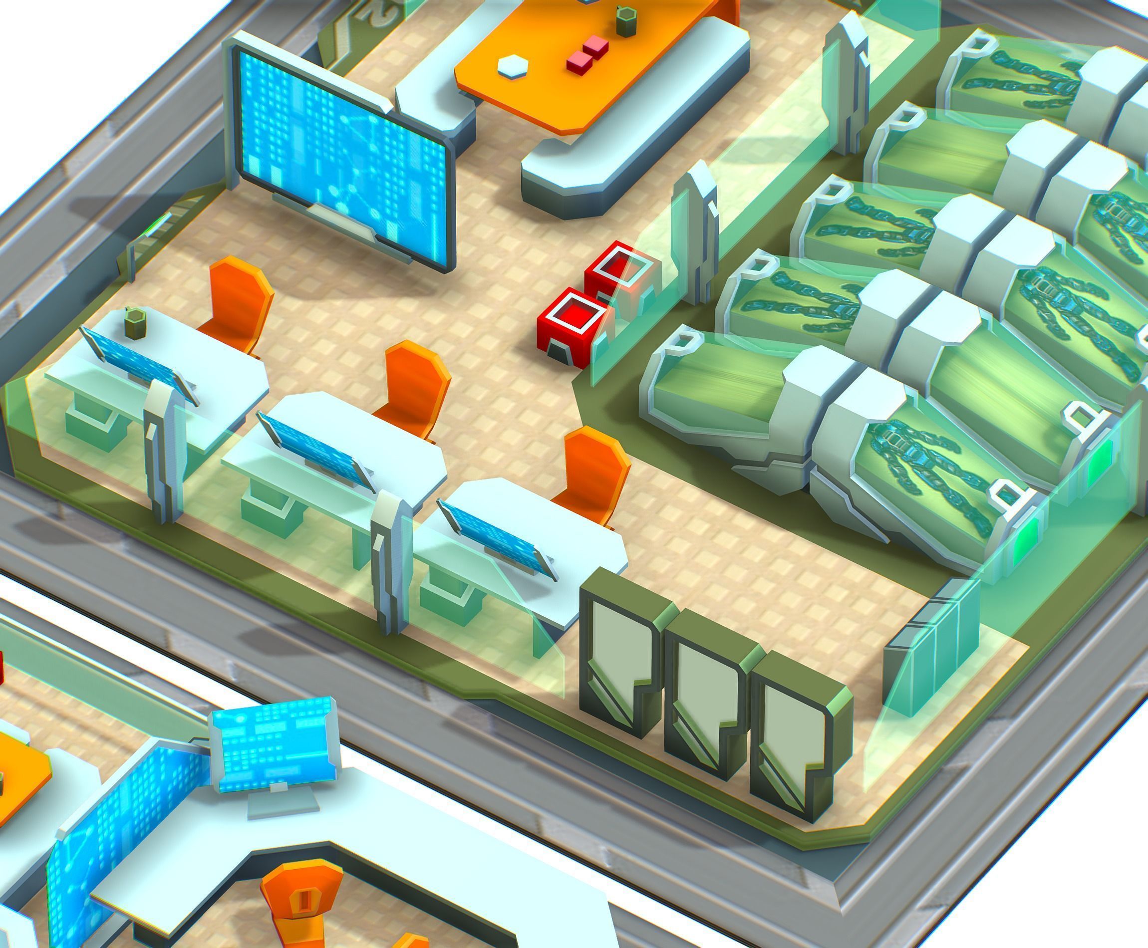 isometrical recreation room barrack hospital all Low-poly 3D model_11